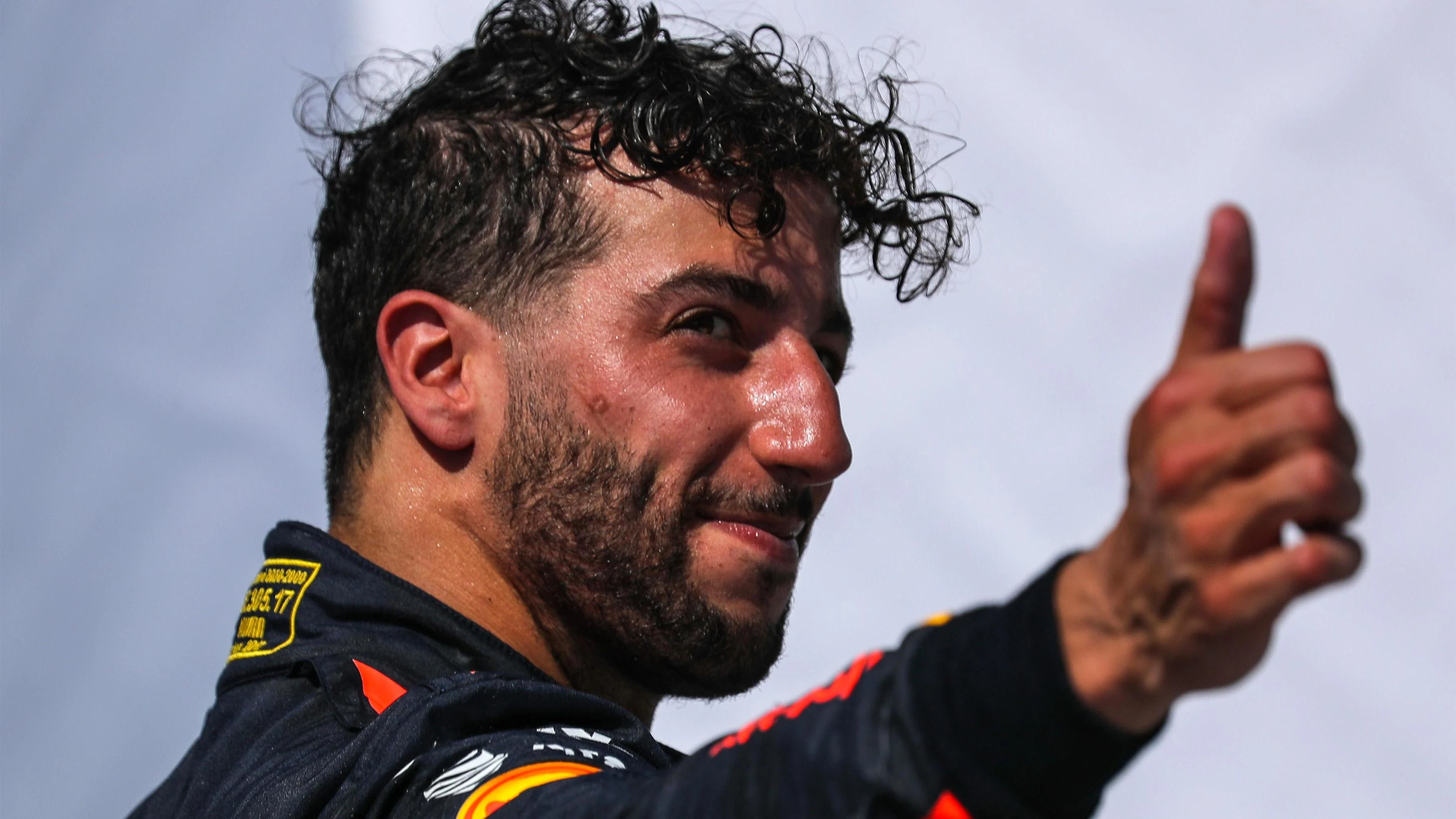 Daniel Ricciardo (AUS) Red Bull Racing celebrates on the podium at Formula One World Championship,