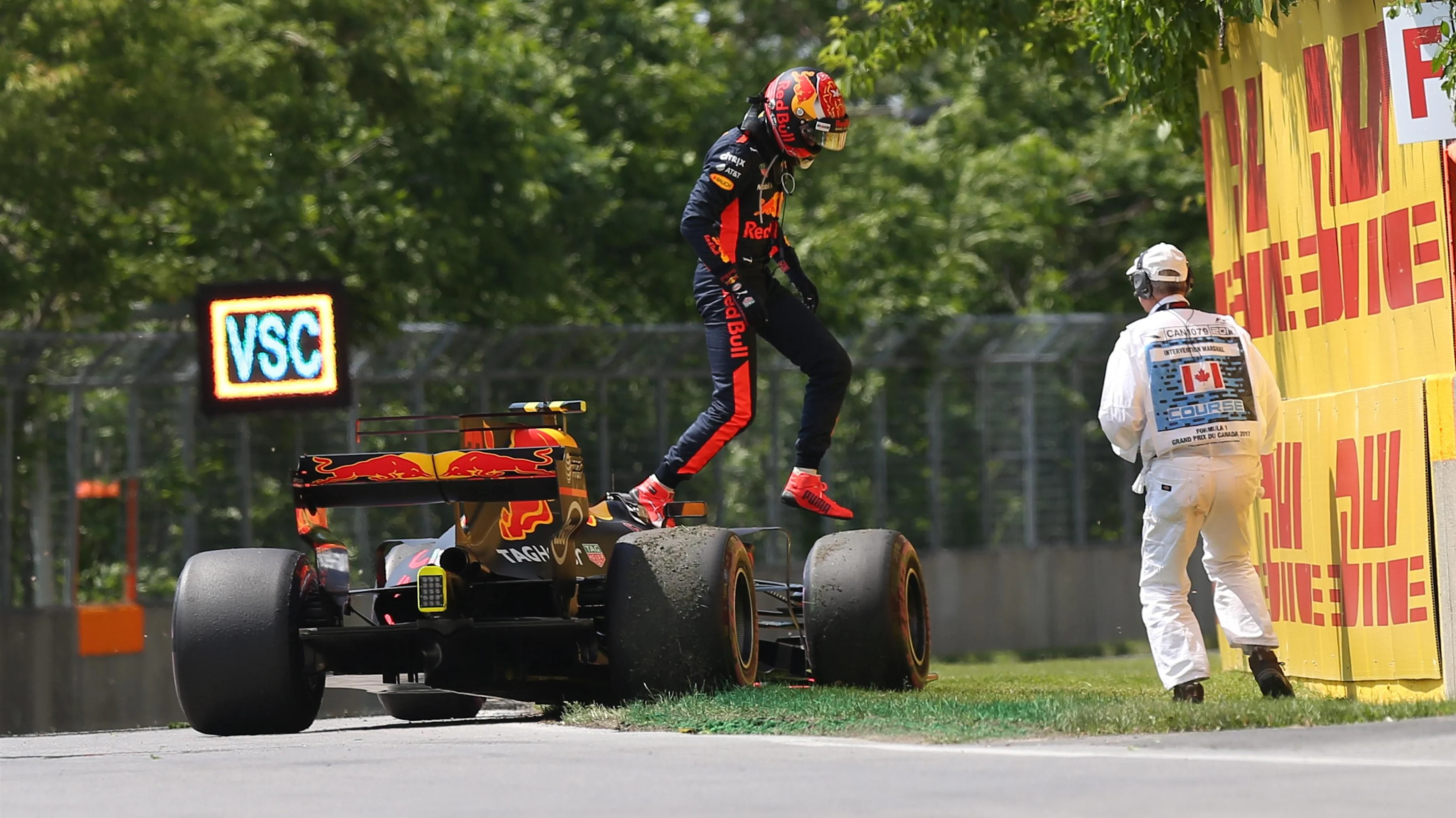 Max Verstappen (NED) Red Bull Racing RB13 retires from the race at Formula One World Championship,
