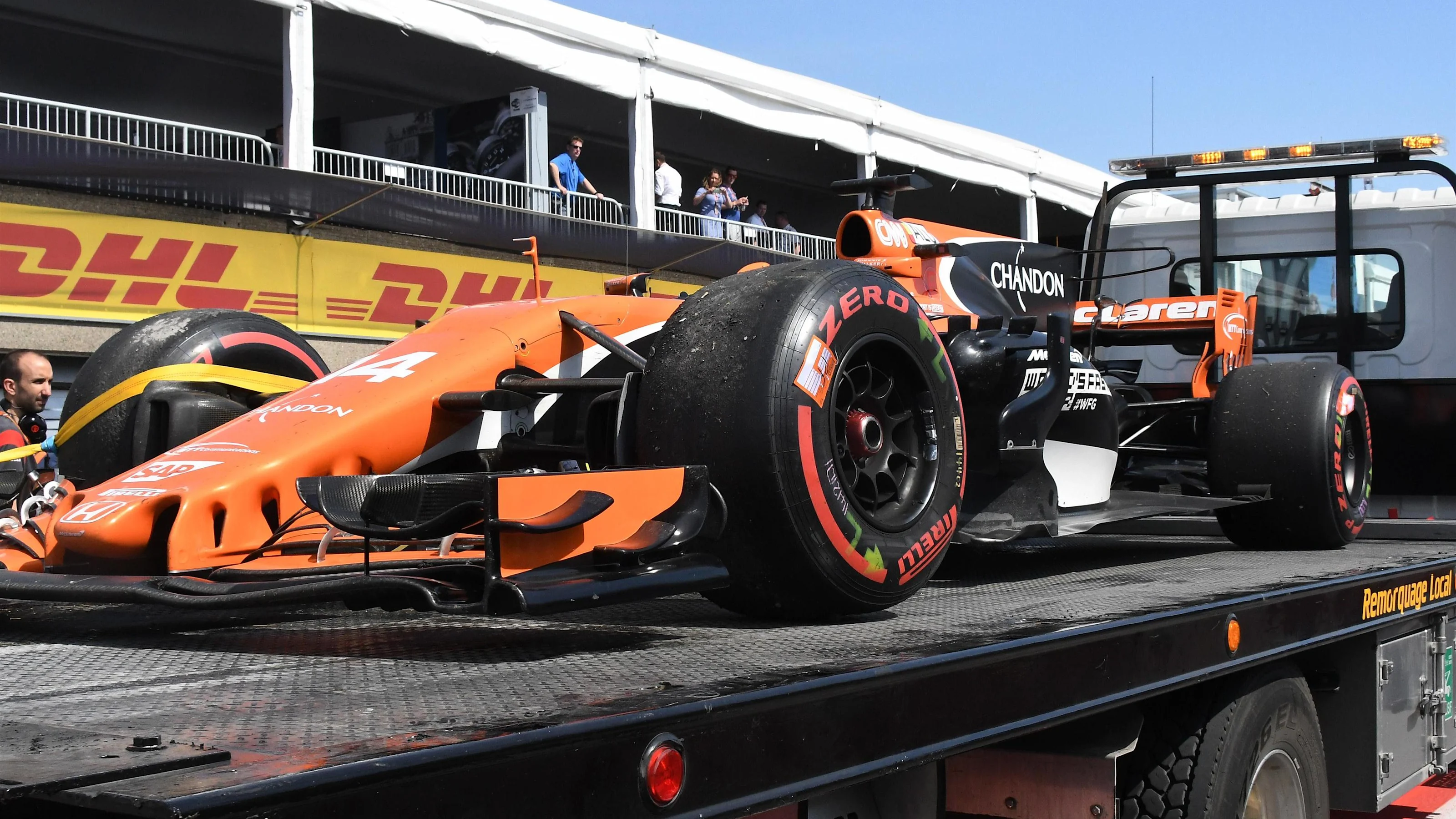 The car of race retiree Fernando Alonso (ESP) McLaren MCL32 at Formula One World Championship, Rd7,