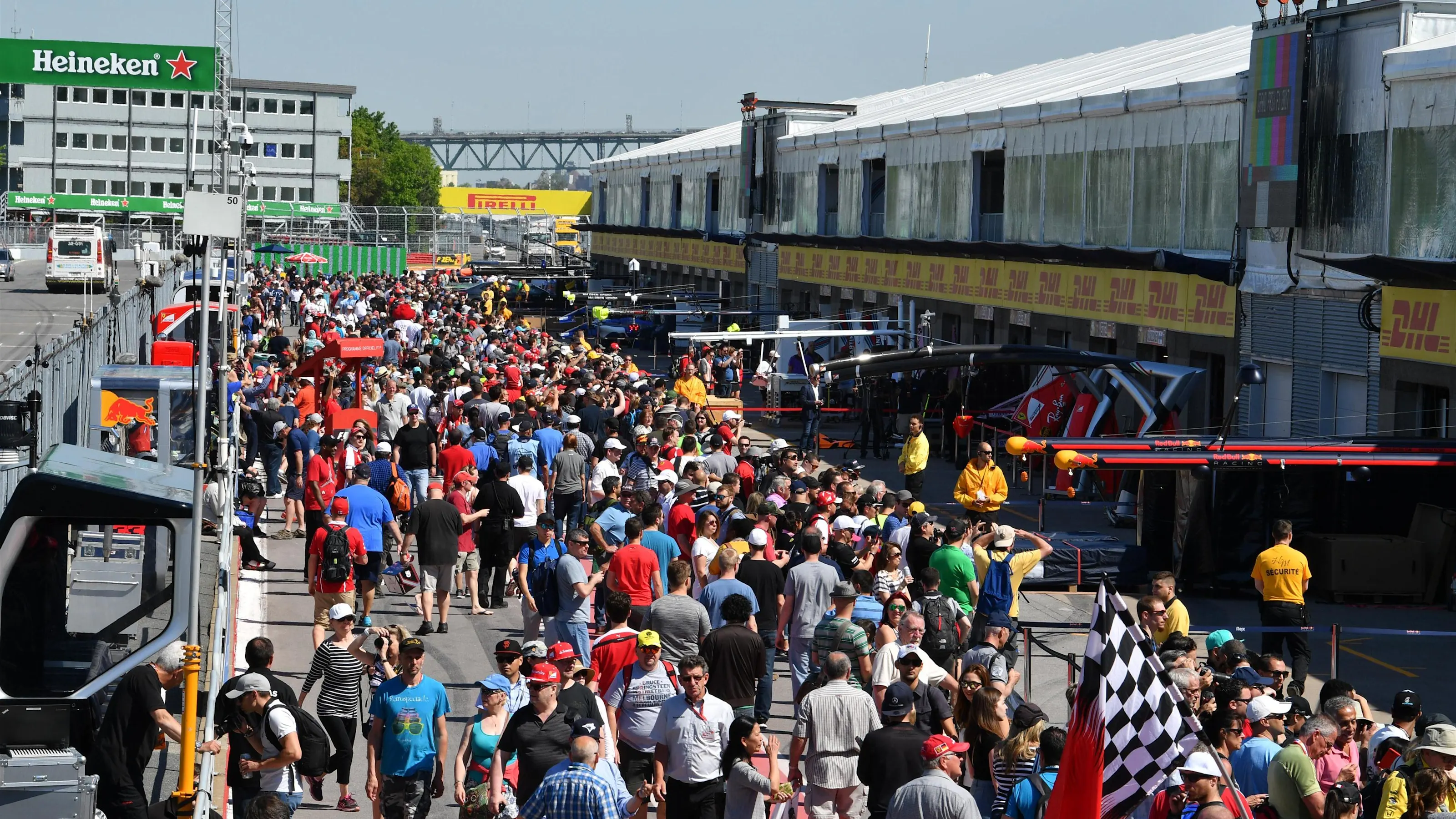 Fans in pit lane at Formula One World Championship, Rd7, Canadian Grand Prix, Preparations,