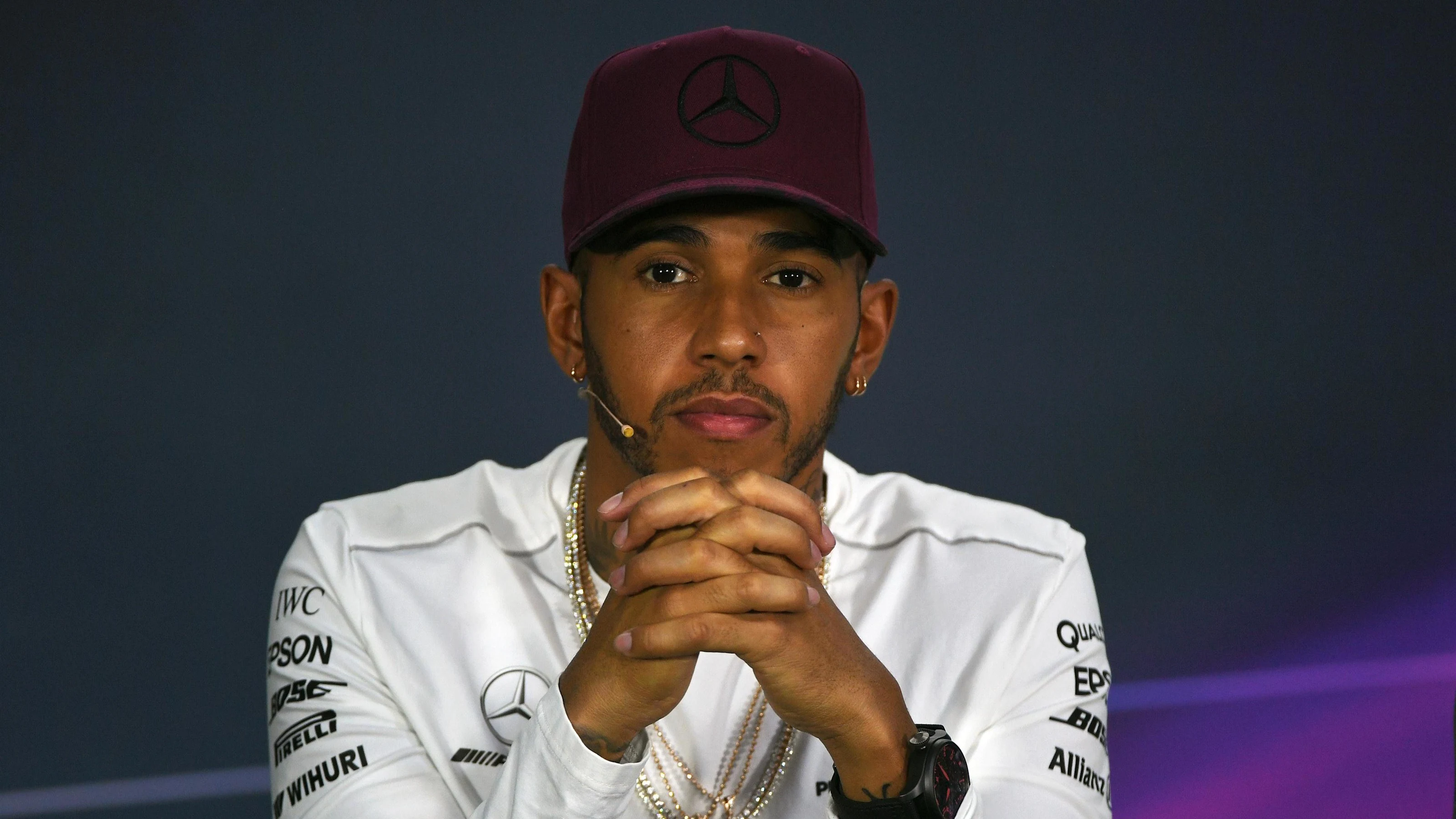 Lewis Hamilton (GBR) Mercedes AMG F1 in the Press Conference at Formula One World Championship,