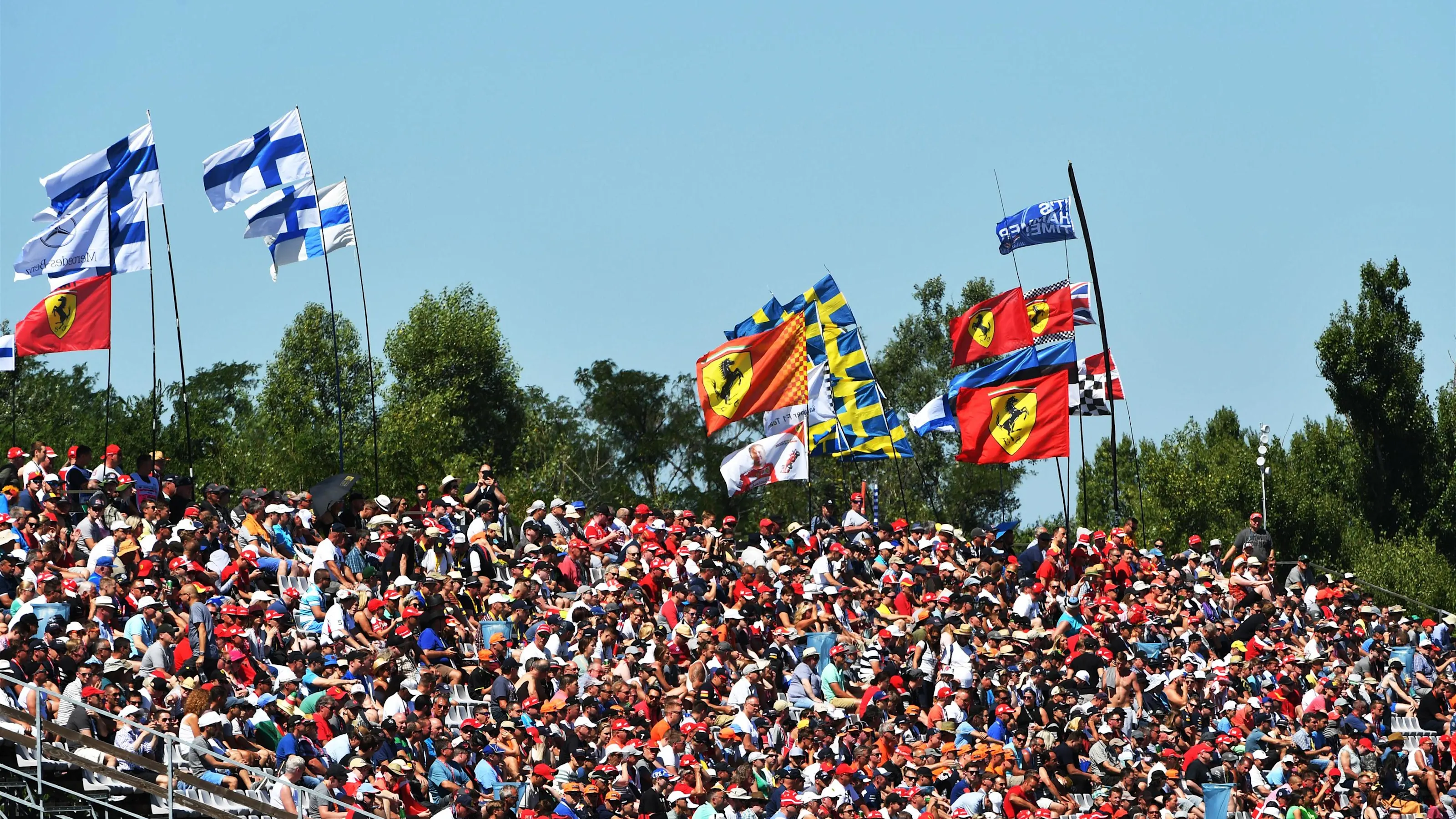 Fans and flags at Formula One World Championship, Rd11, Hungarian Grand Prix, Qualifying,
