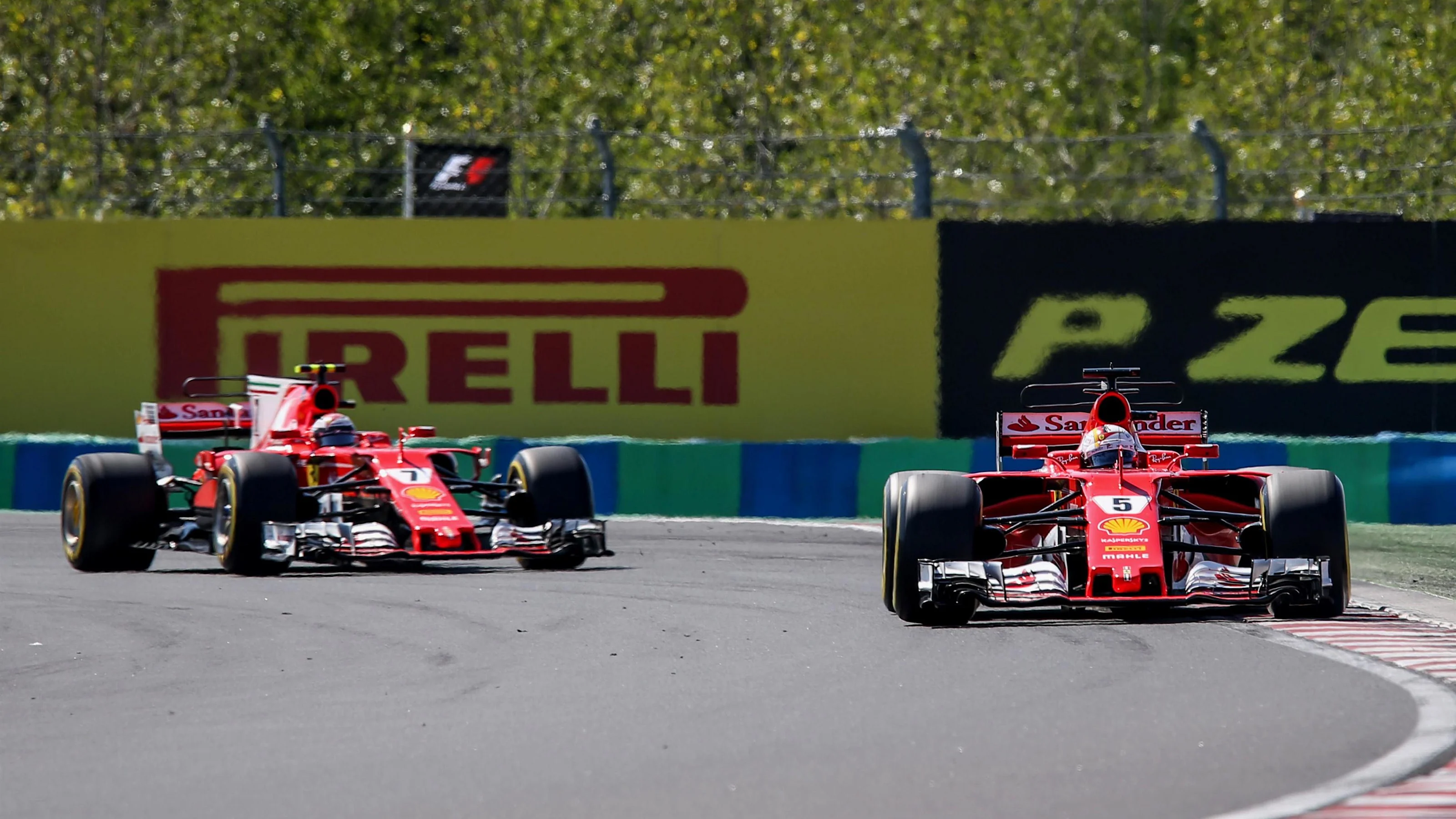 Sebastian Vettel (GER) Ferrari SF70-H and Kimi Raikkonen (FIN) Ferrari SF70-H at Formula One World