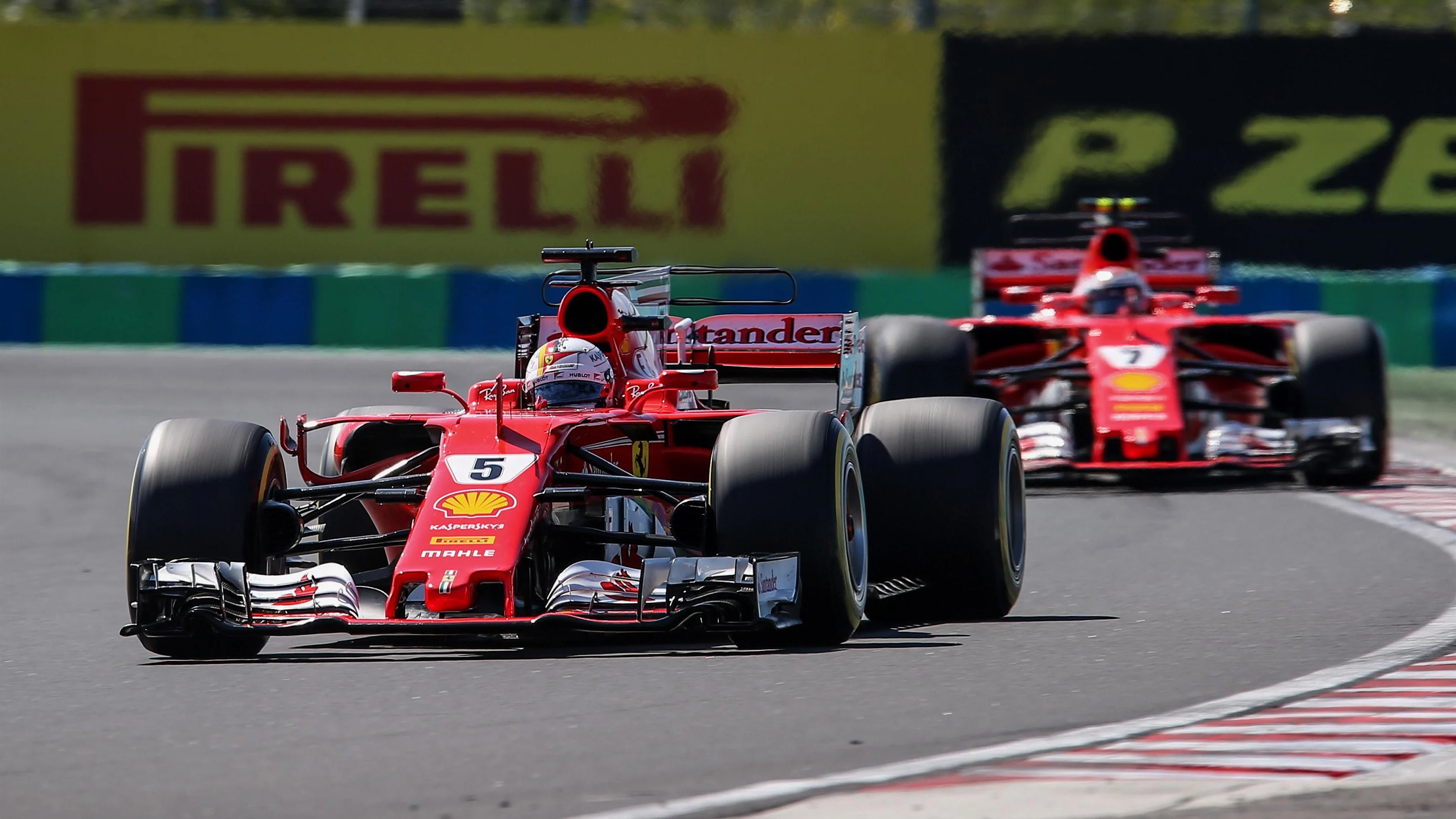 Sebastian Vettel (GER) Ferrari SF70-H and Kimi Raikkonen (FIN) Ferrari SF70-H at Formula One World