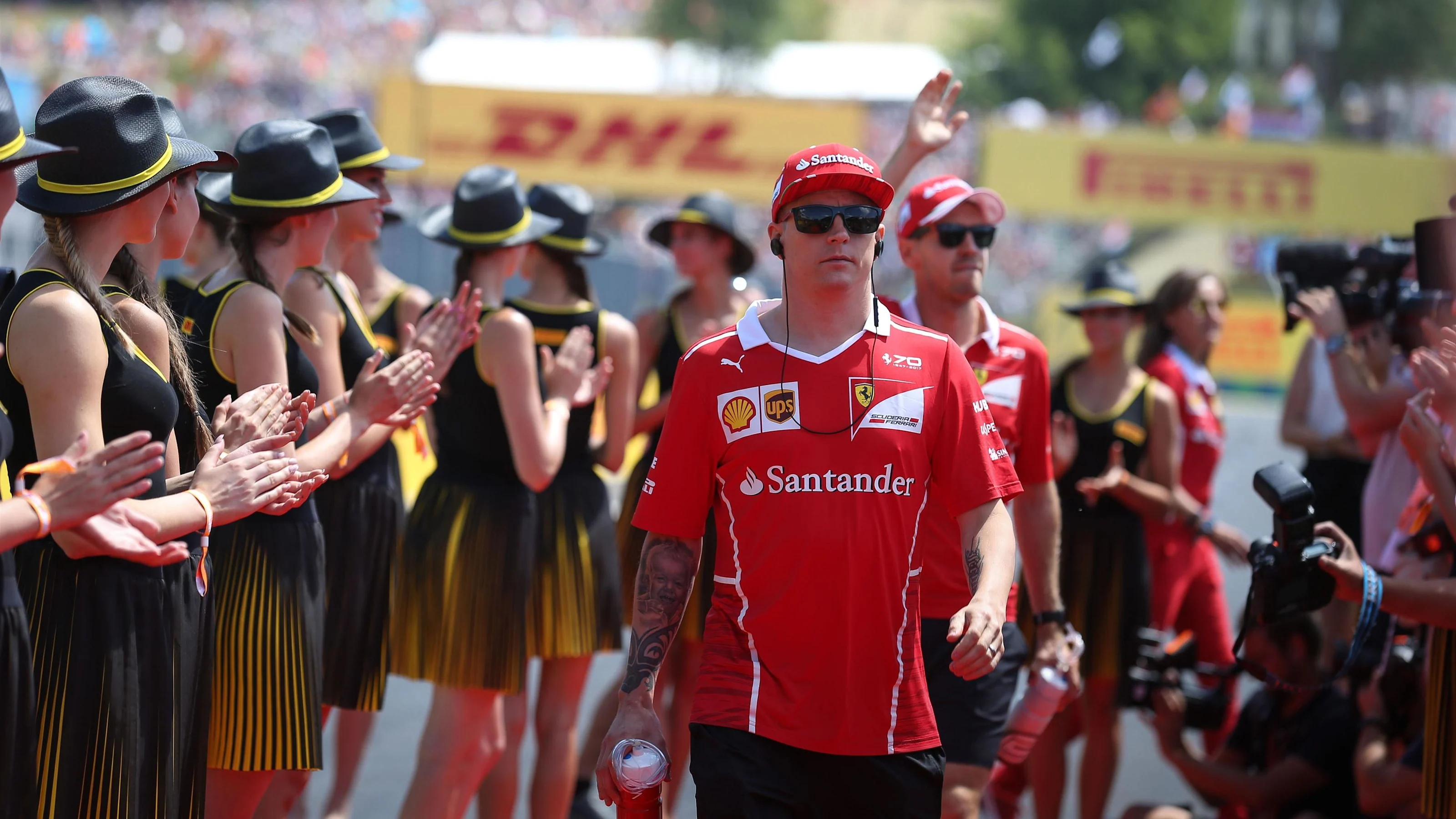 Kimi Raikkonen (FIN) Ferrari on the drivers parade at Formula One World Championship, Rd11,