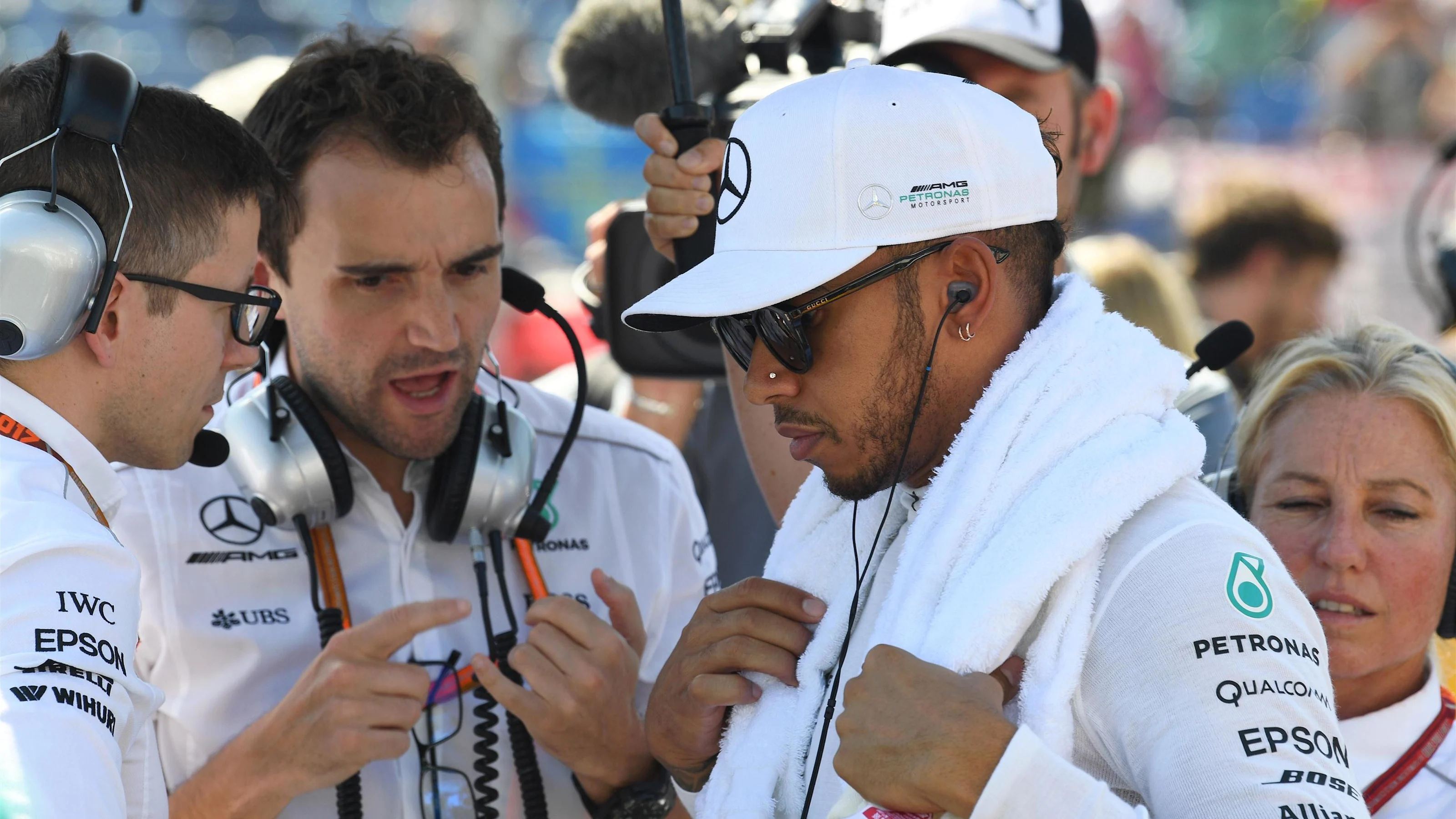 Lewis Hamilton (GBR) Mercedes AMG F1 on the grid at Formula One World Championship, Rd11, Hungarian