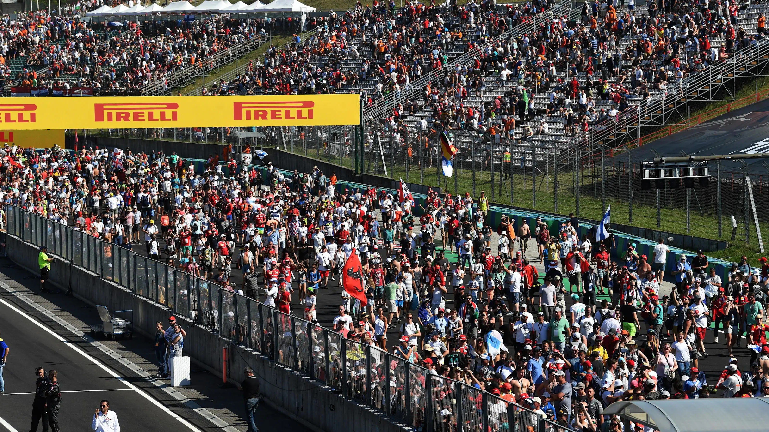 Fans and flags at Formula One World Championship, Rd11, Hungarian Grand Prix, Race, Hungaroring,