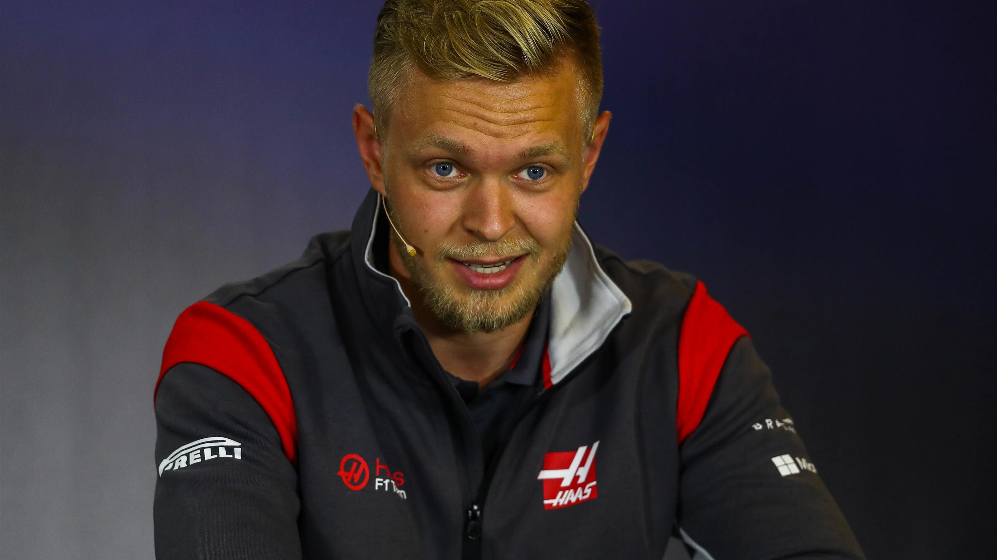 Kevin Magnussen (DEN) Haas F1 in the Press Conference at Formula One World Championship, Rd11,