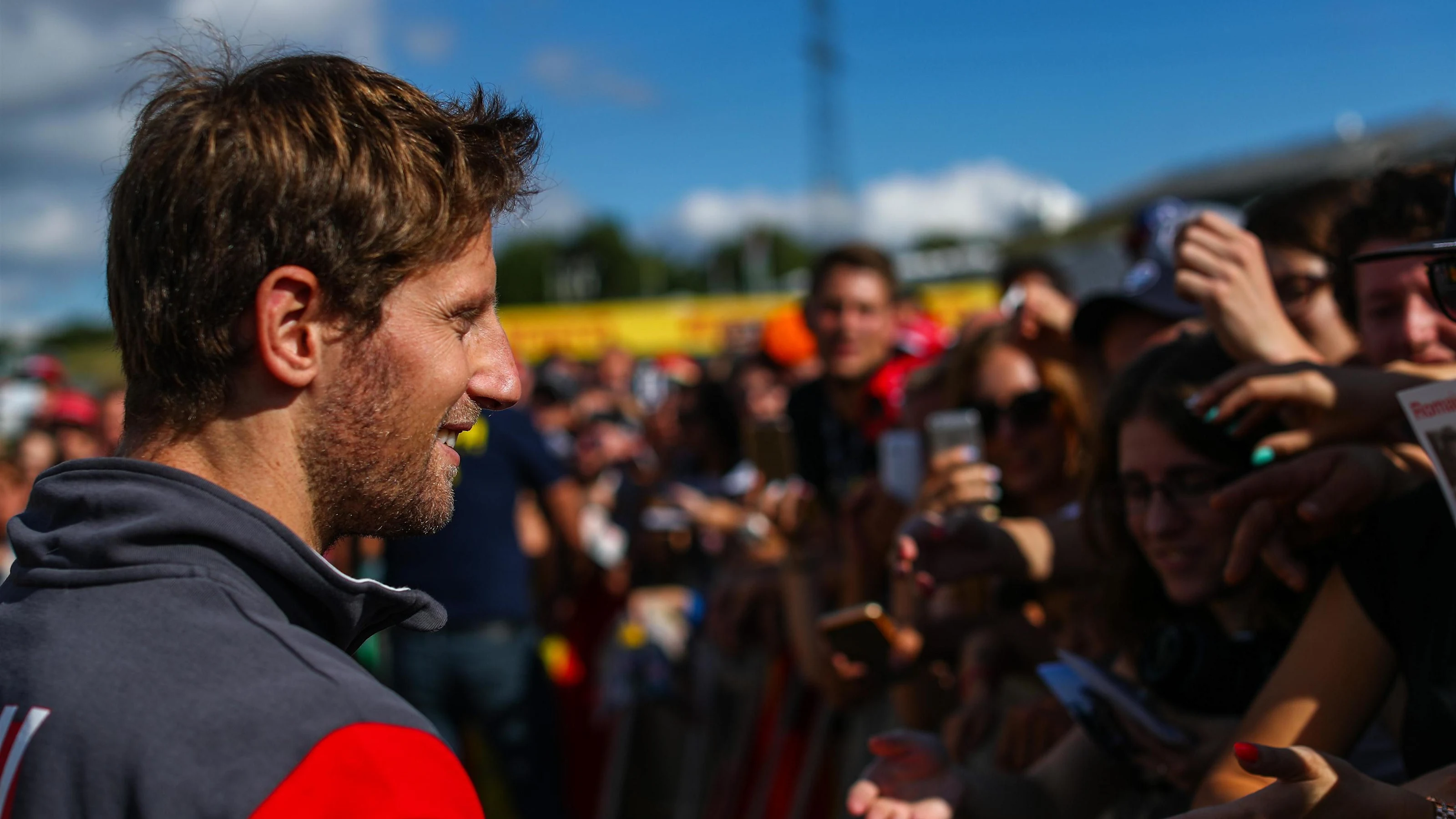 Romain Grosjean (FRA) Haas F1 meets the fans at Formula One World Championship, Rd11, Hungarian