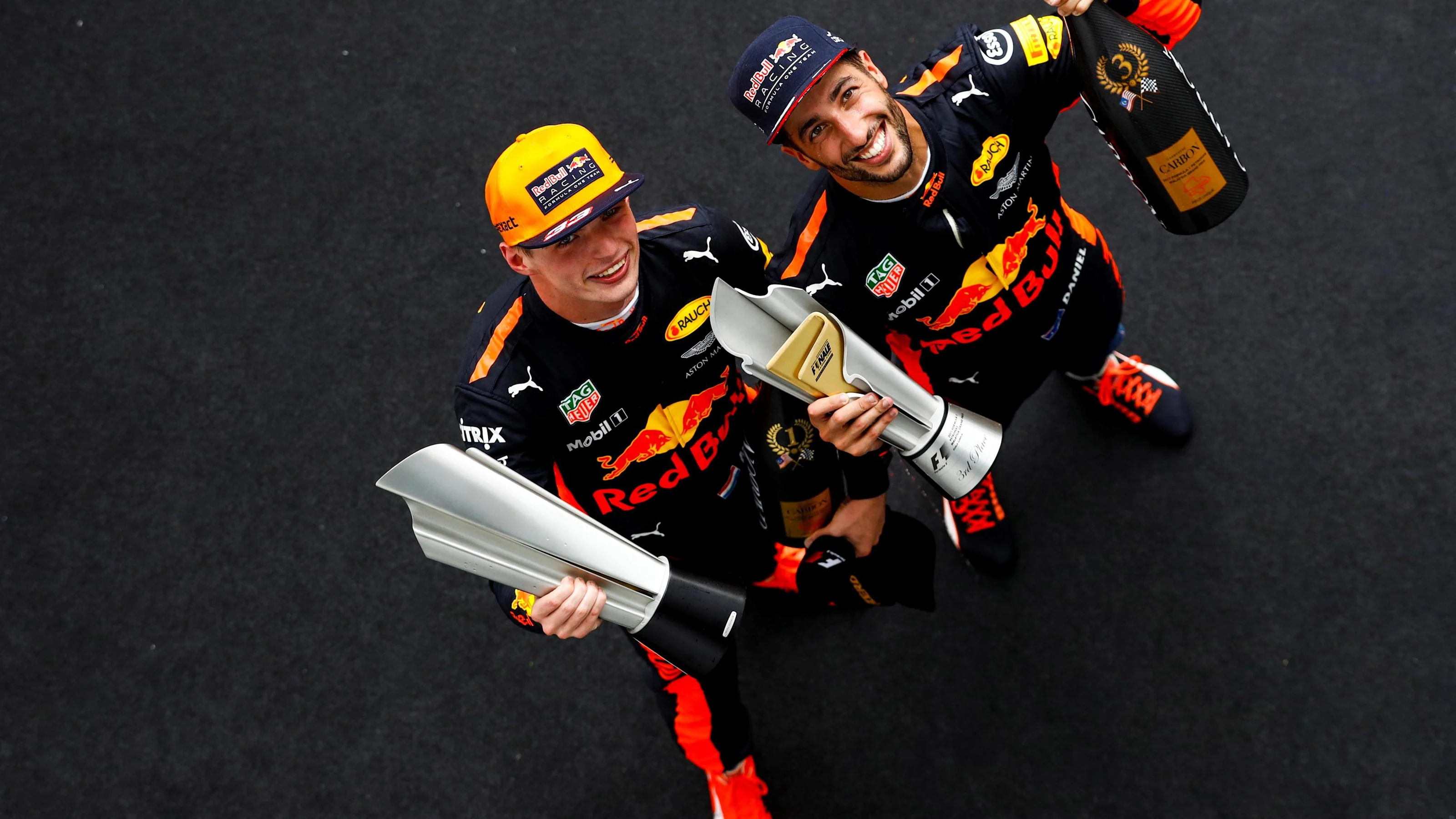 Race winner Max Verstappen (NED) Red Bull Racing and Daniel Ricciardo (AUS) Red Bull Racing