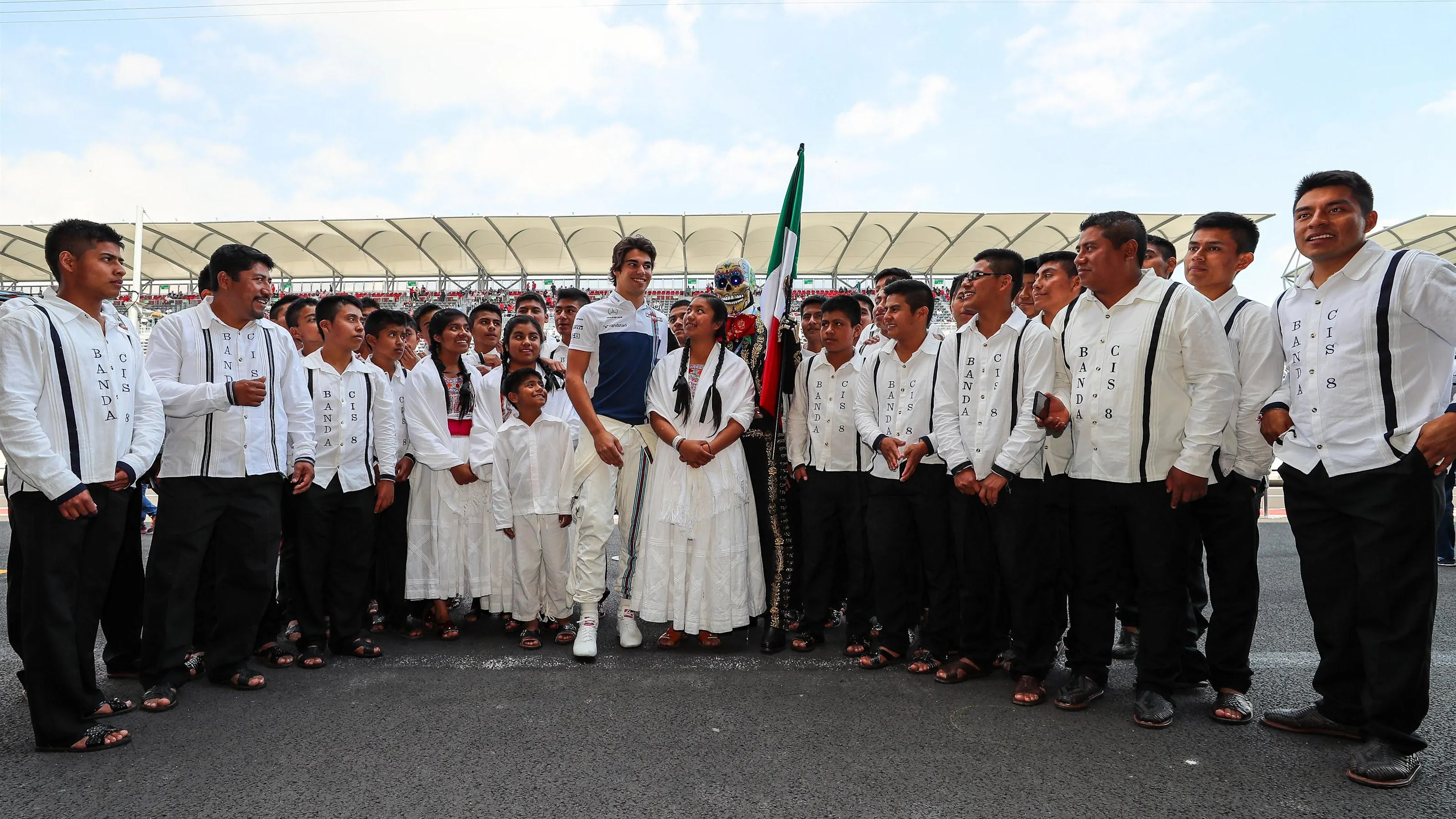 Lance Stroll (CDN) Williams celebrates his 19th Birthday with Mexican Band at Formula One World