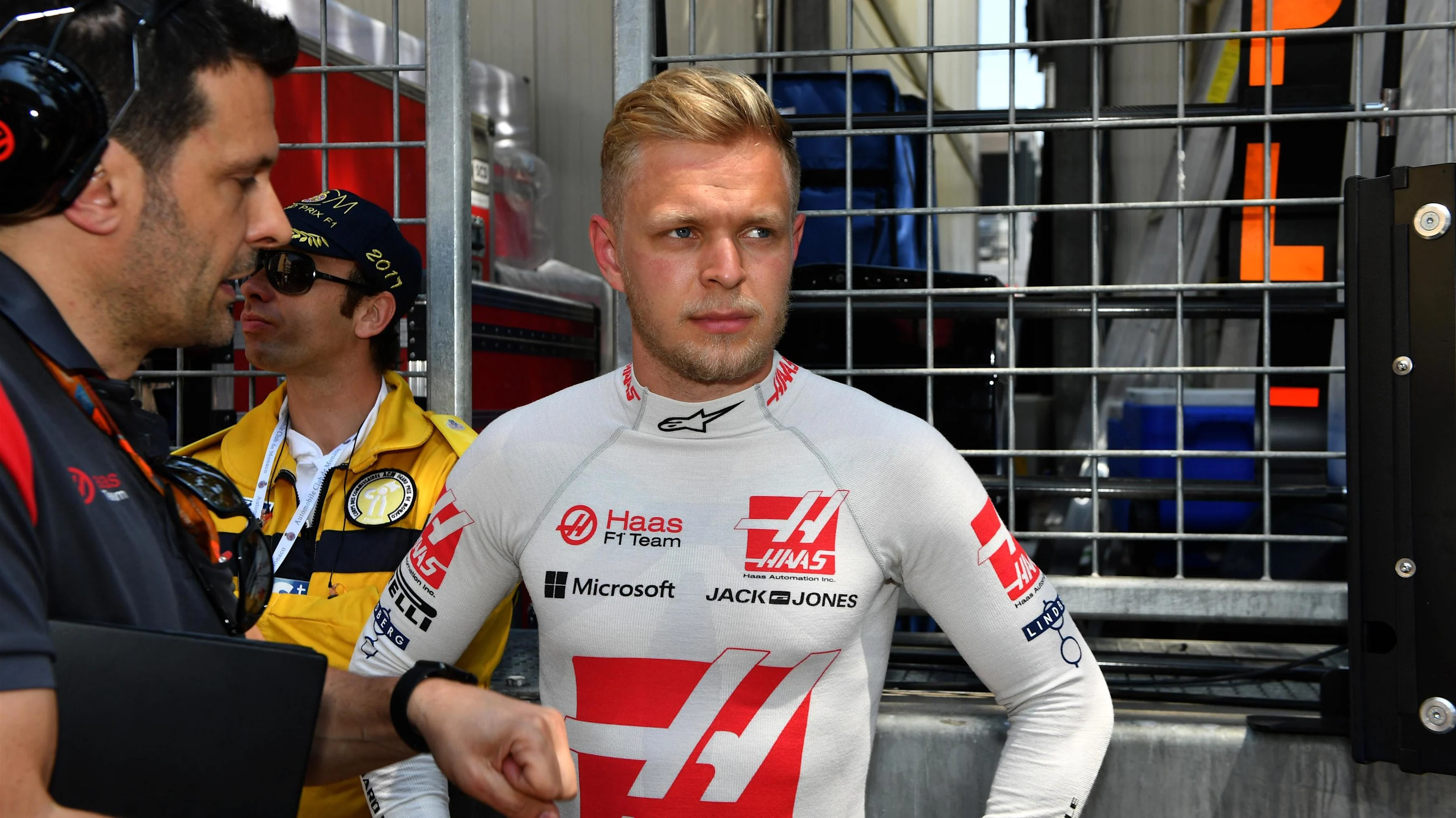 Kevin Magnussen (DEN) Haas F1 on the grid at Formula One World Championship, Rd6, Monaco Grand