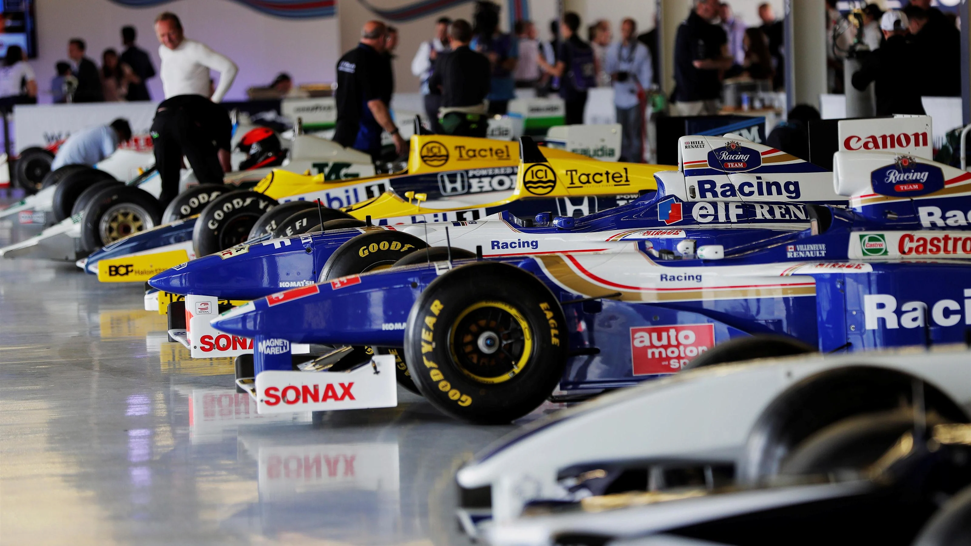 Williams F1 cars at Williams British Grand Prix Preview Day, Silverstone, England, 2 June