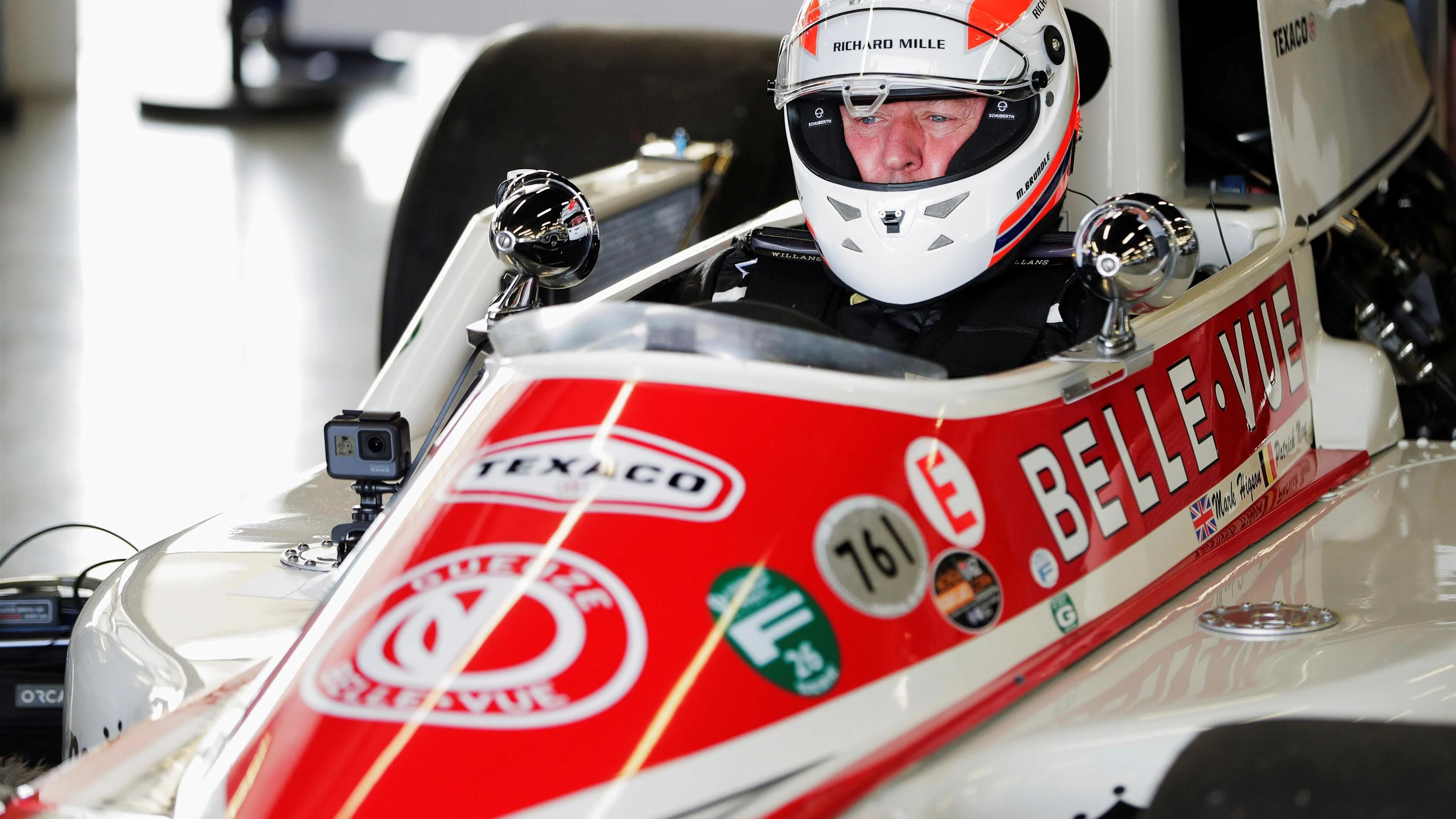 Martin Brundle (GBR) and March 761 at Williams British Grand Prix Preview Day, Silverstone,