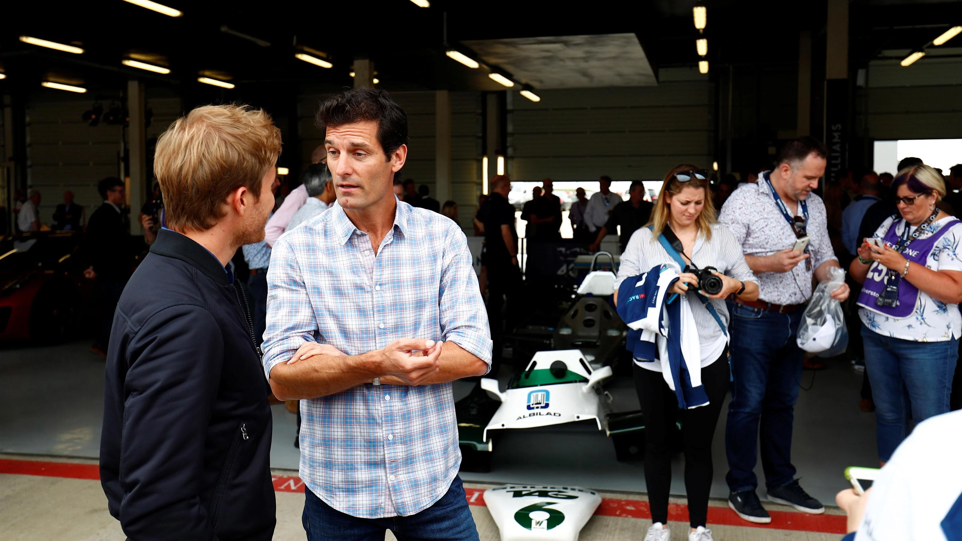 Nico Rosberg (GER) Mercedes-Benz Ambassador with Mark Webber (AUS) at Williams British Grand Prix