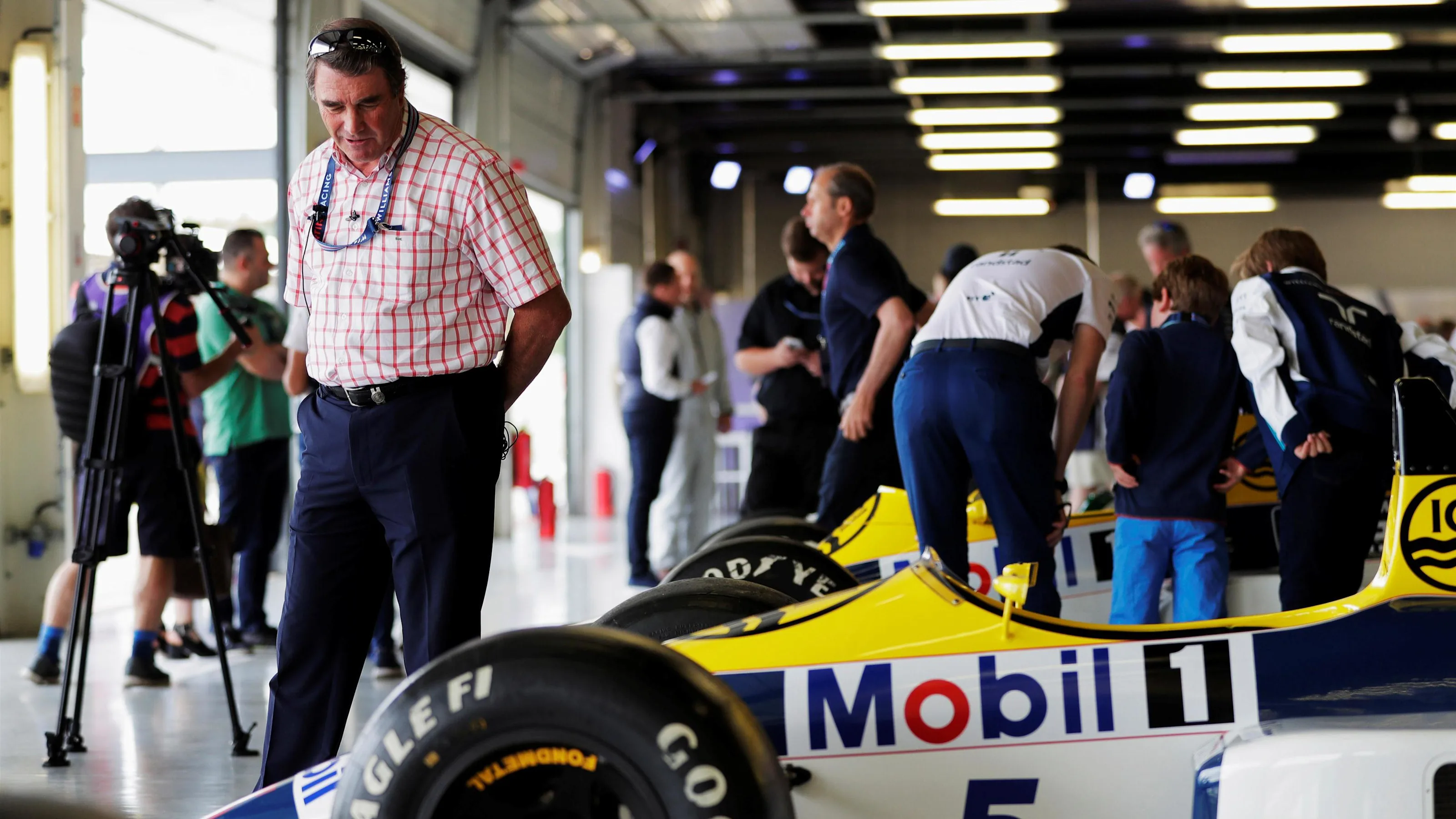 Nigel Mansell (GBR) with the Williams Honda FW11 at Williams British Grand Prix Preview Day,