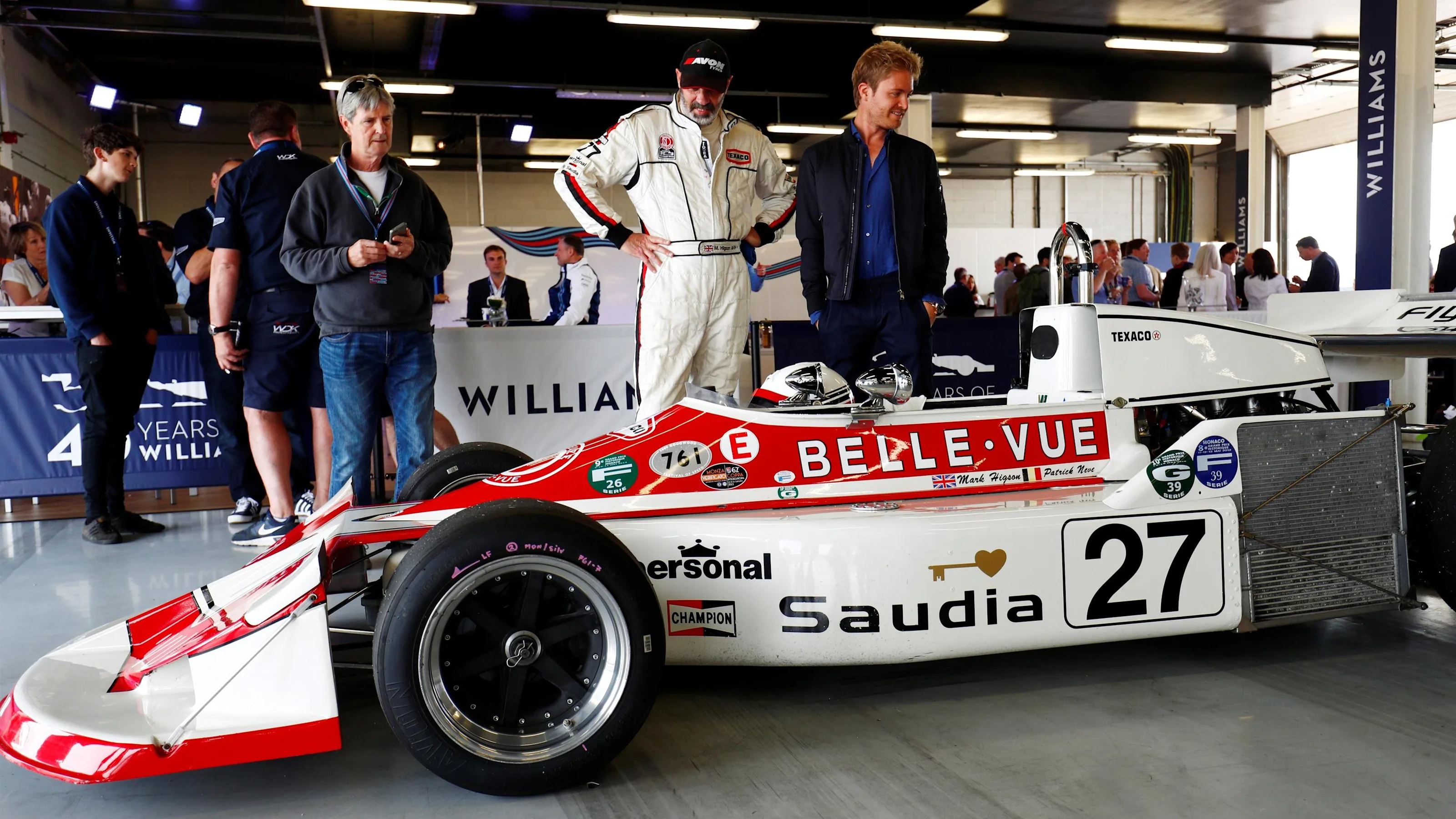 Nico Rosberg (GER) Mercedes-Benz Ambassador observes the March 761/7 at Williams British Grand Prix