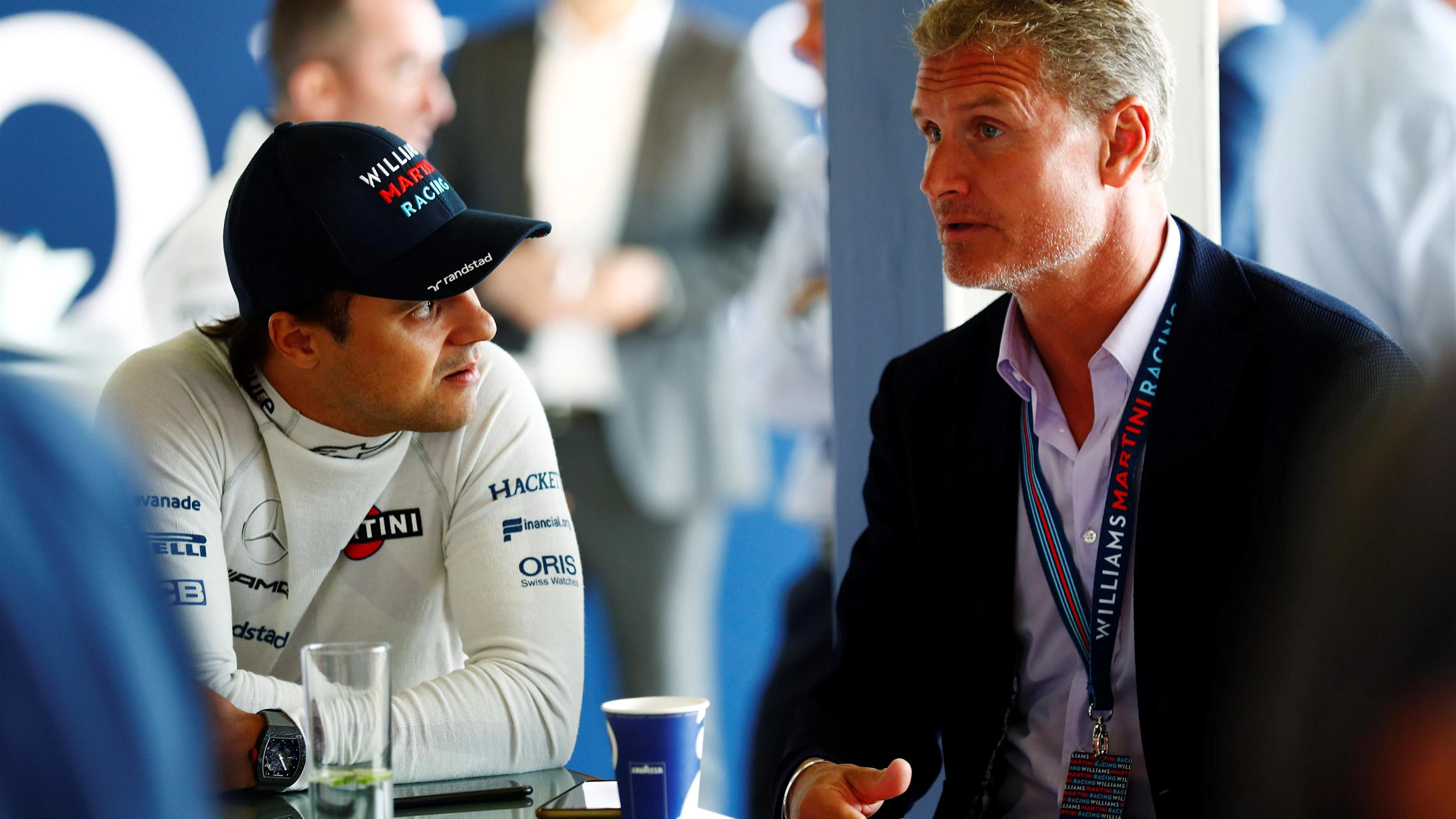 Felipe Massa (BRA) Williams and David Coulthard (GBR) at Williams British Grand Prix Preview Day,