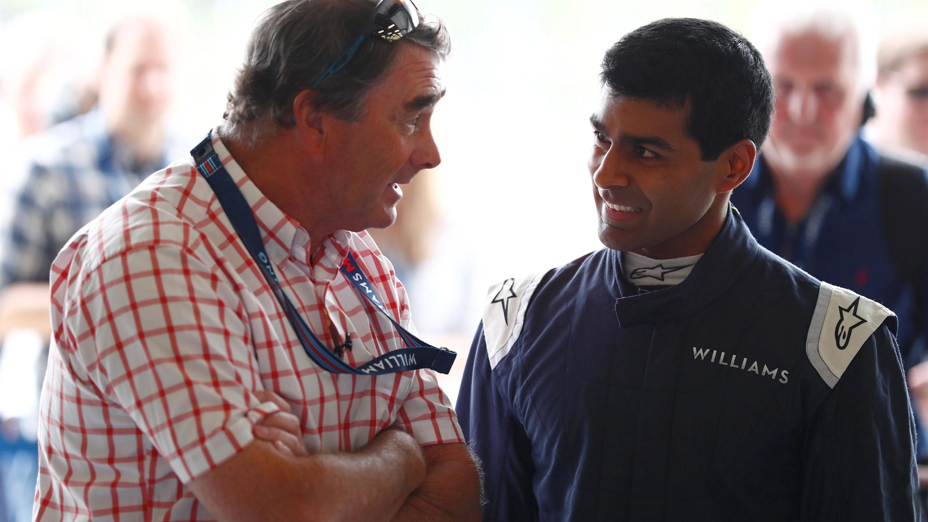 Nigel Mansell (GBR) and Karun Chandhok (IND) at Williams British Grand Prix Preview Day,