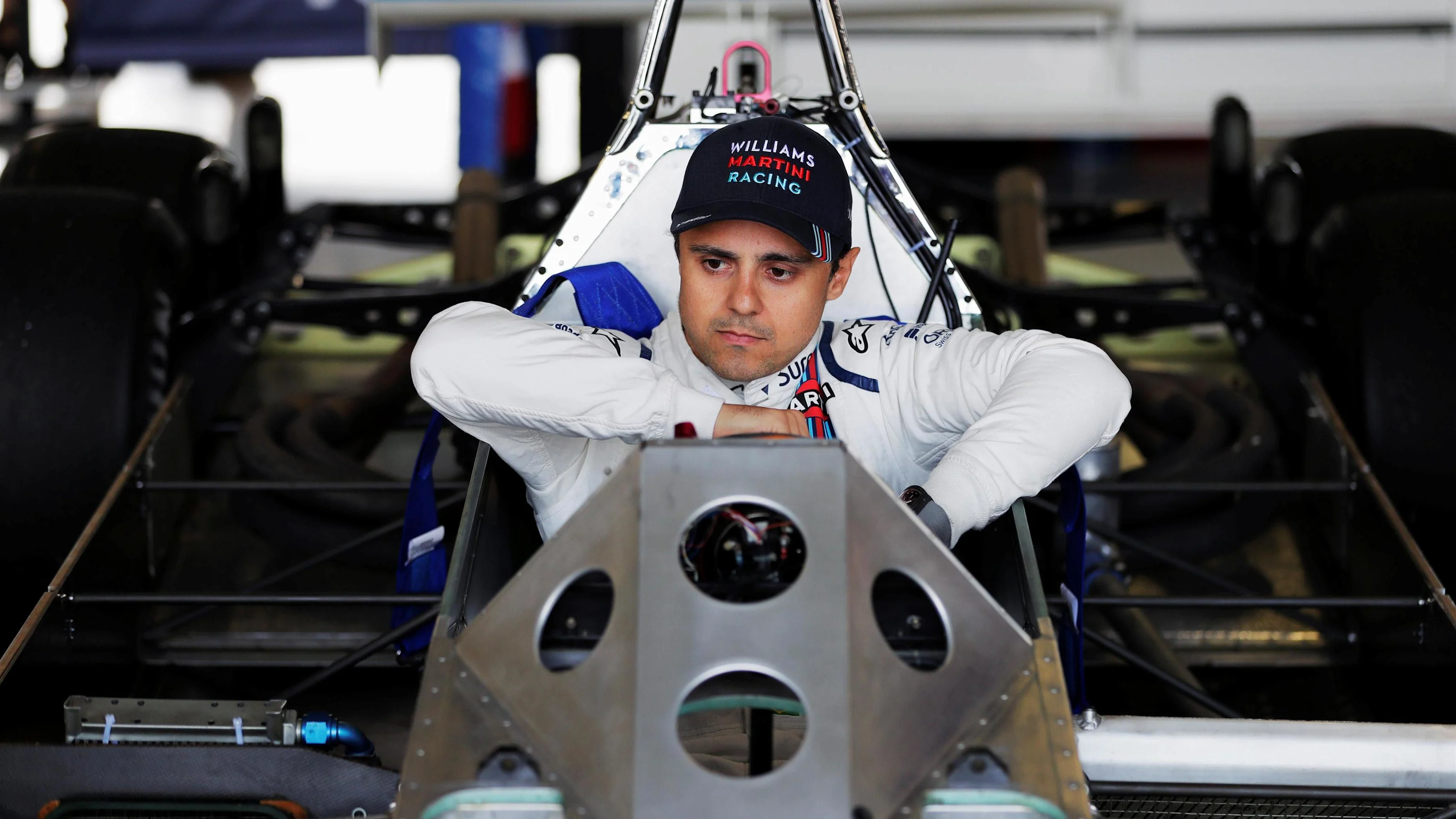 Felipe Massa (BRA) Williams and the six-wheeled Williams FW08B chassis at Williams British Grand