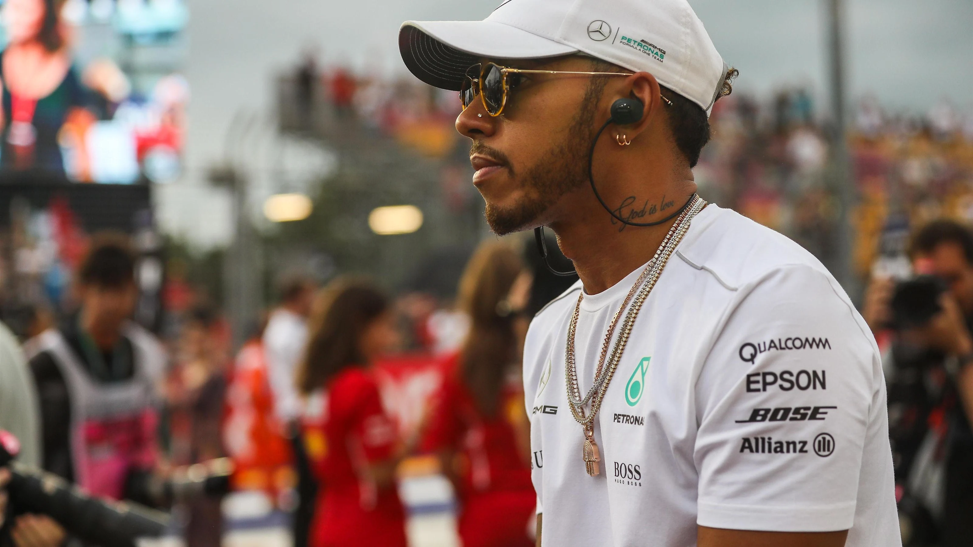 Lewis Hamilton (GBR) Mercedes AMG F1 on the drivers parade at Formula One World Championship, Rd14,