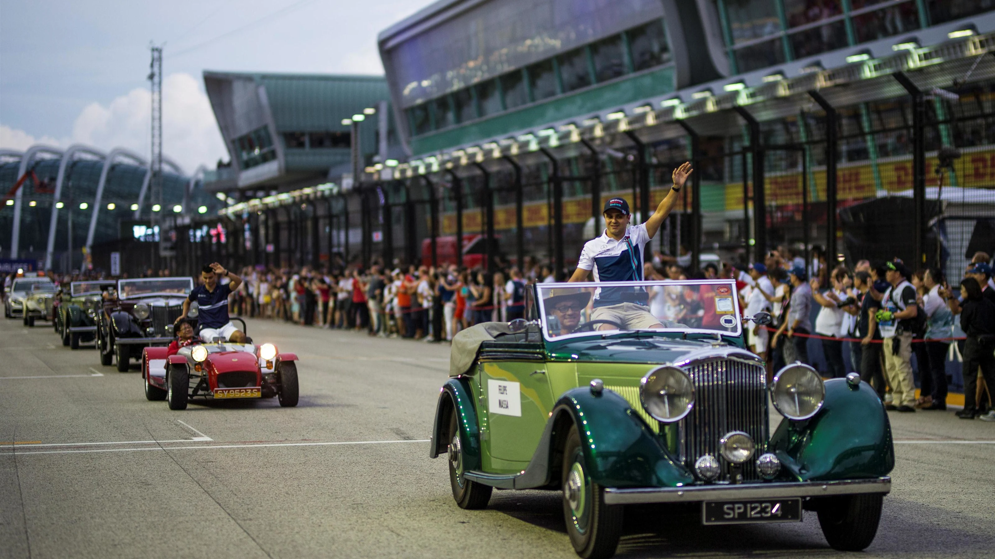 Felipe Massa (BRA) Williams on the drivers parade at Formula One World Championship, Rd14,