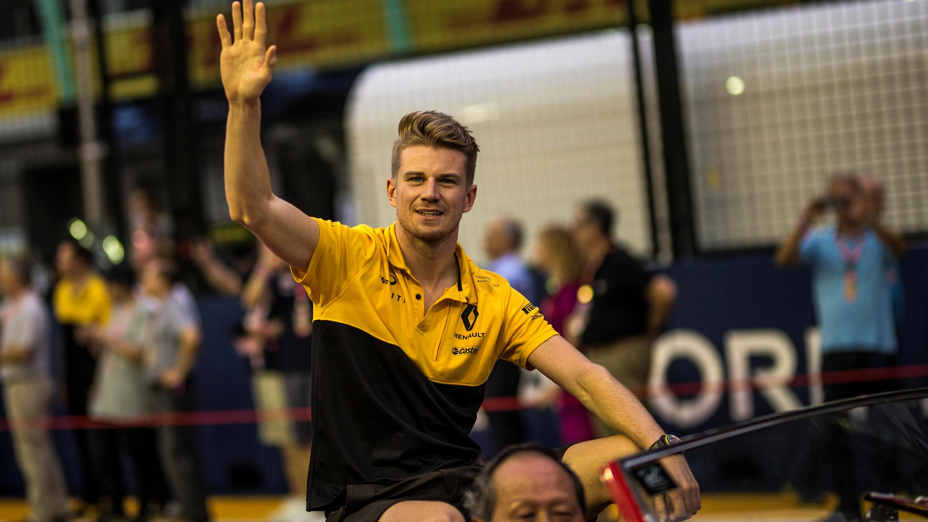 Nico Hulkenberg (GER) Renault Sport F1 Team on the drivers parade at Formula One World