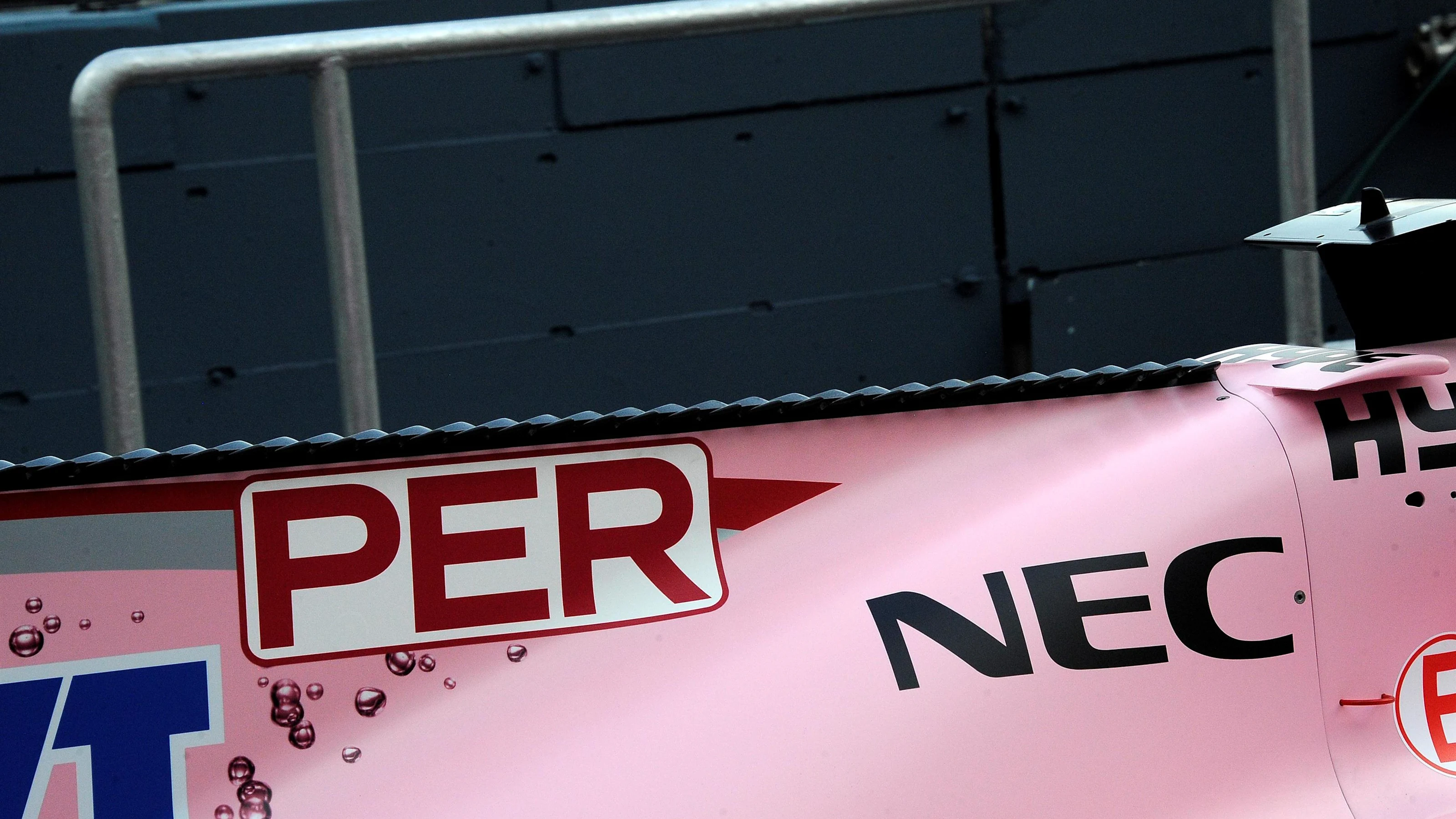 Force India VJM10 engine cover fin aero detail at Formula One World Championship, Rd14, Singapore