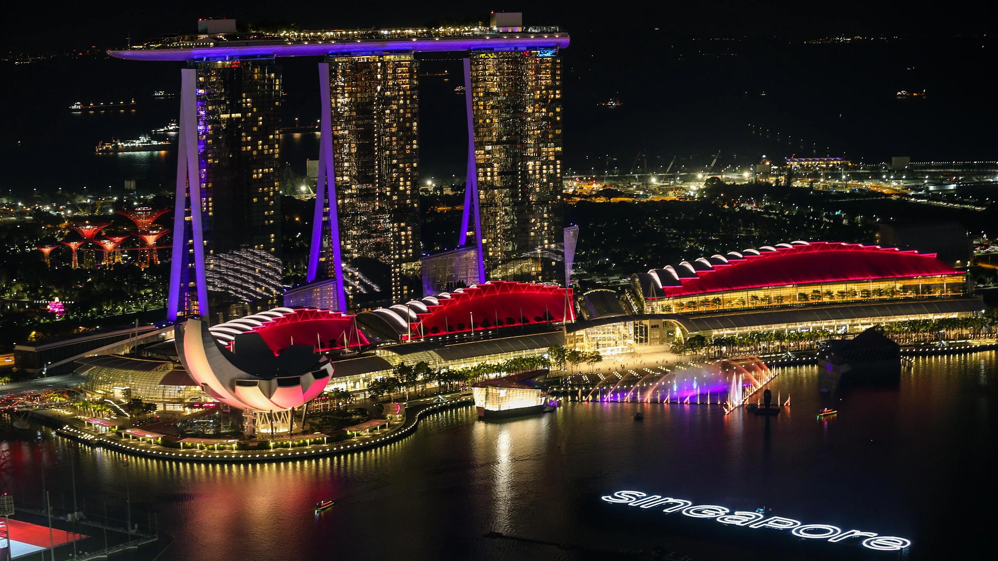 Aerial view from the 66th floor of the Swissotel at Formula One World Championship, Rd14, Singapore
