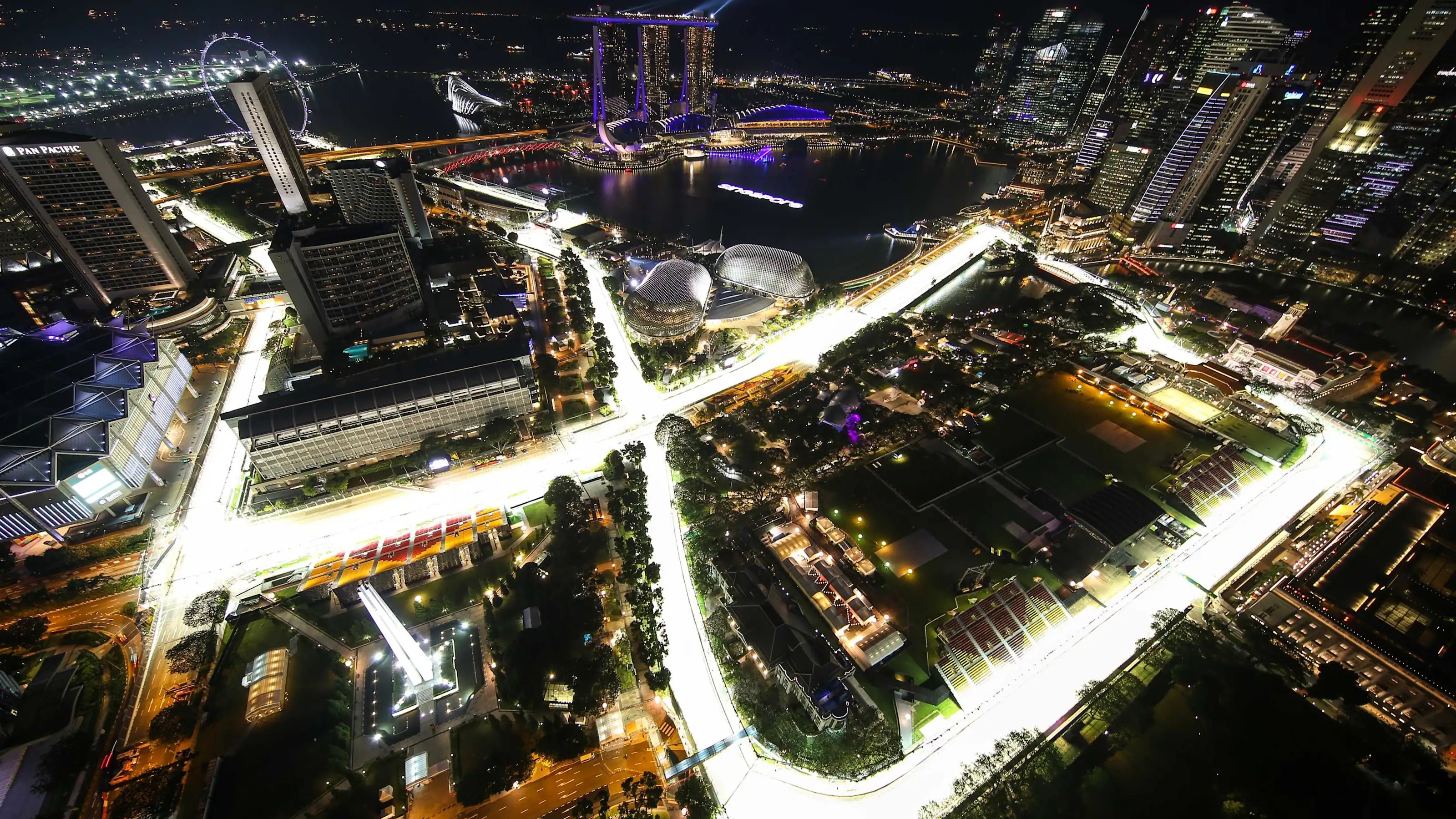 Aerial view from the 66th floor of the Swissotel at Formula One World Championship, Rd14, Singapore