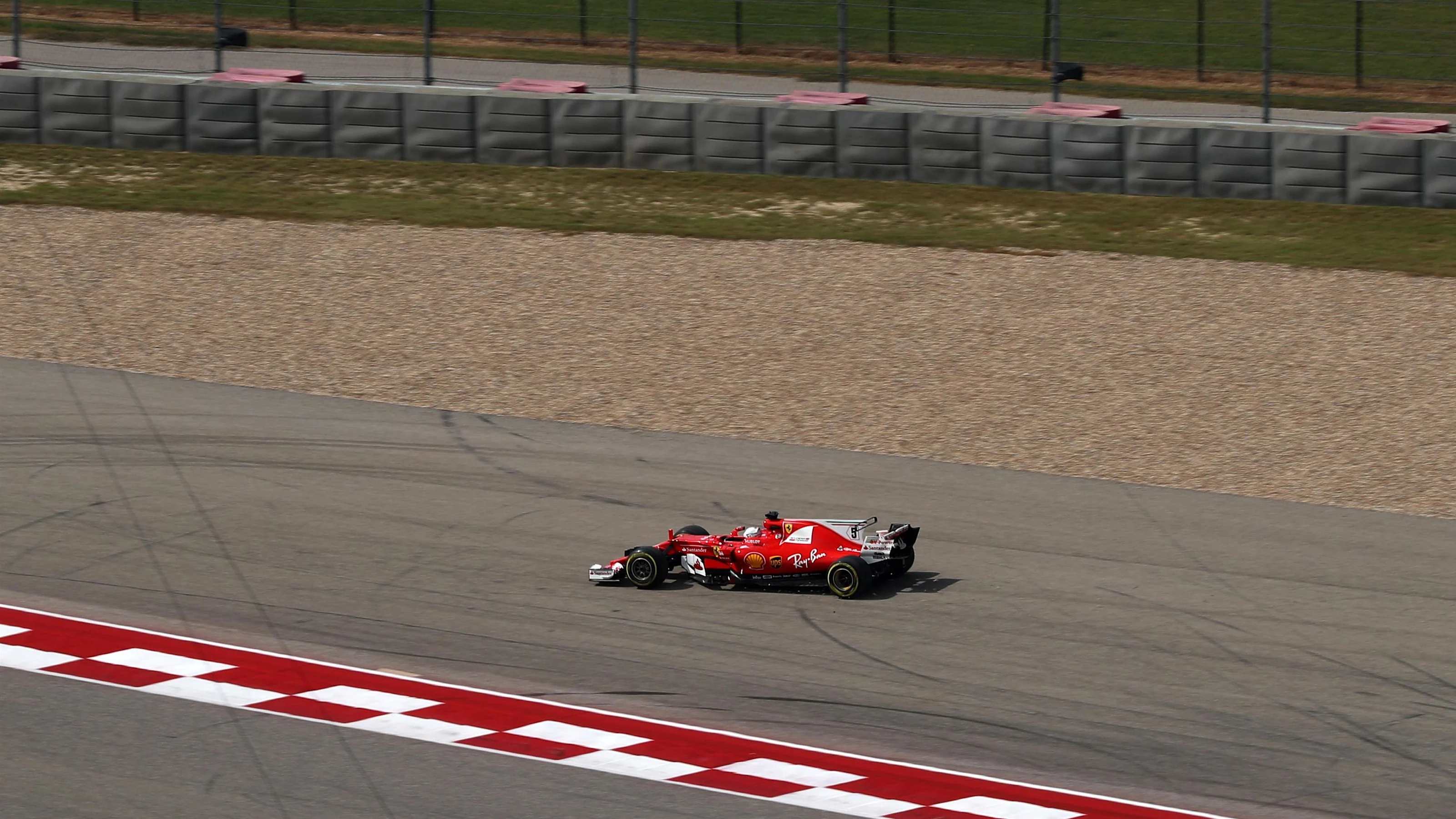 Sebastian Vettel (GER) Ferrari SF70-H runs wide at Formula One World Championship, Rd17, United