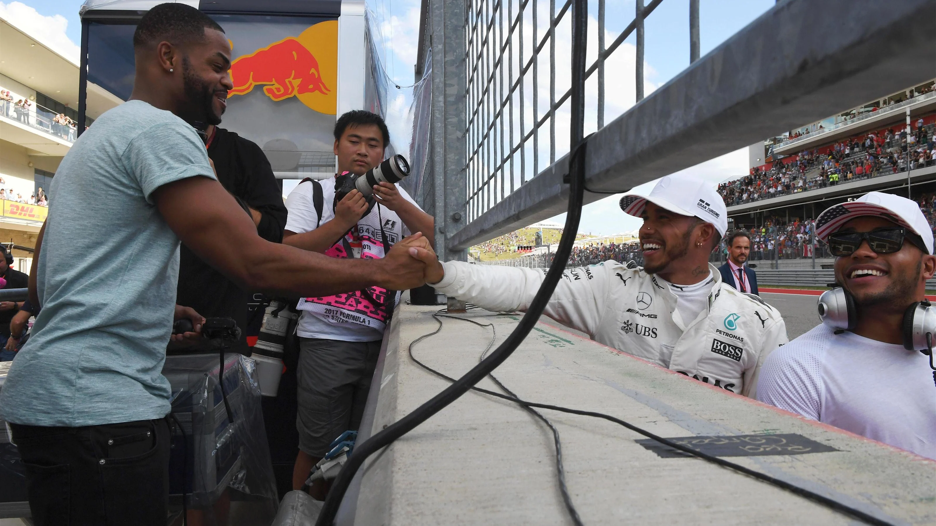Pole sitter Lewis Hamilton (GBR) Mercedes AMG F1 celebrates in parc ferme at Formula One World