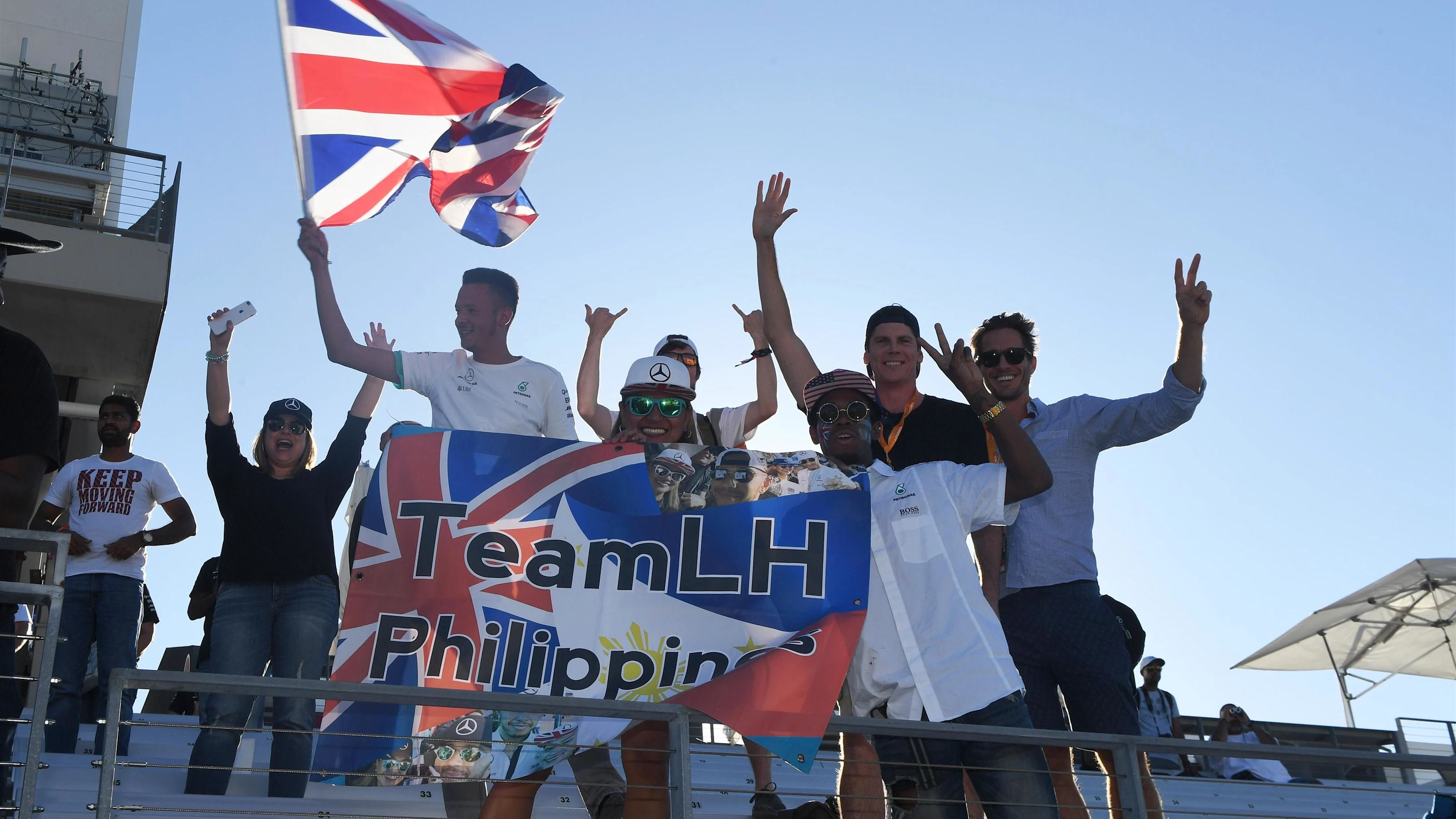 Lewis Hamilton (GBR) Mercedes AMG F1 fans and banners at Formula One World Championship, Rd17,
