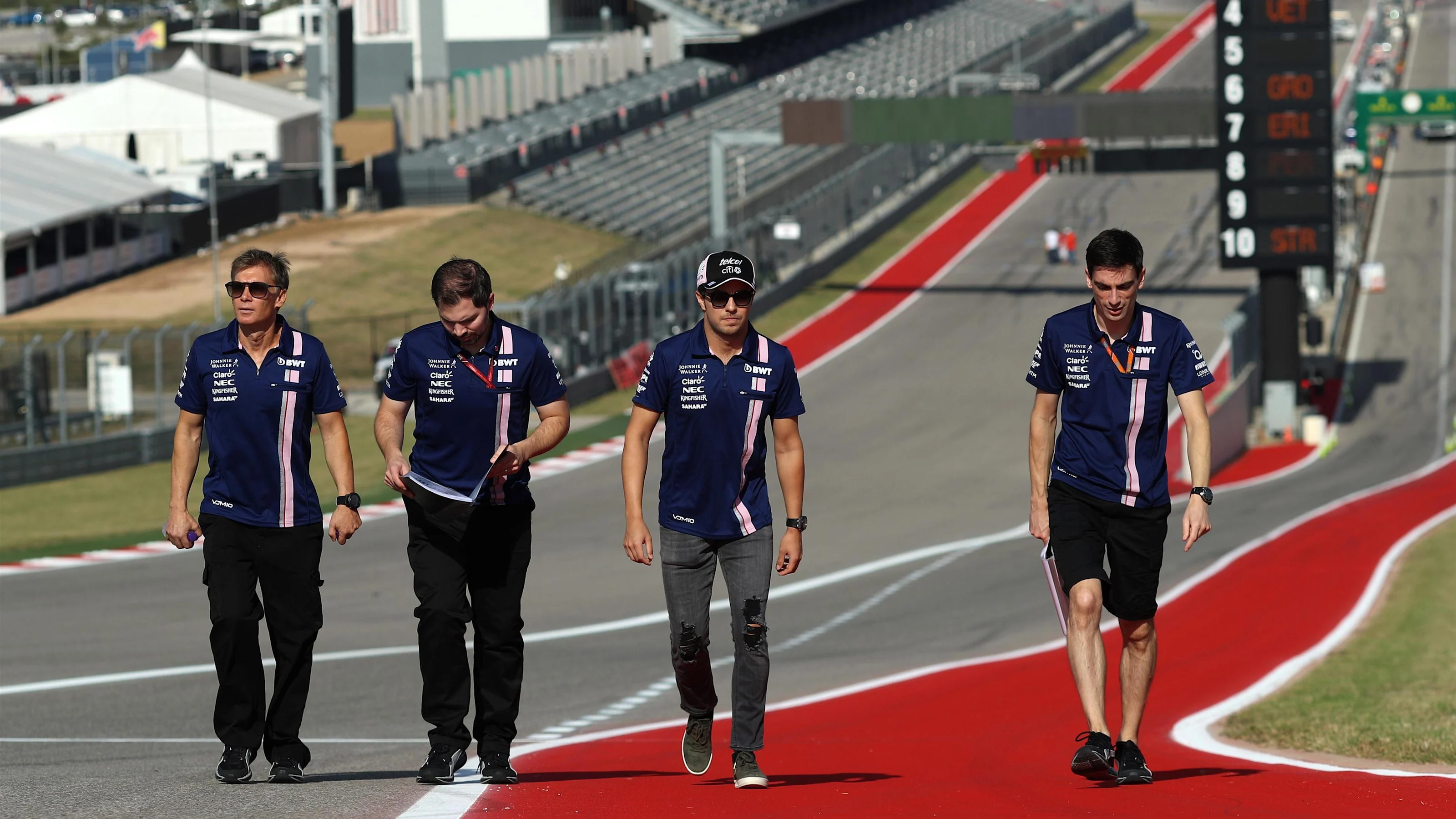 Sergio Perez (MEX) Force India walks the track at Formula One World Championship, Rd17, United
