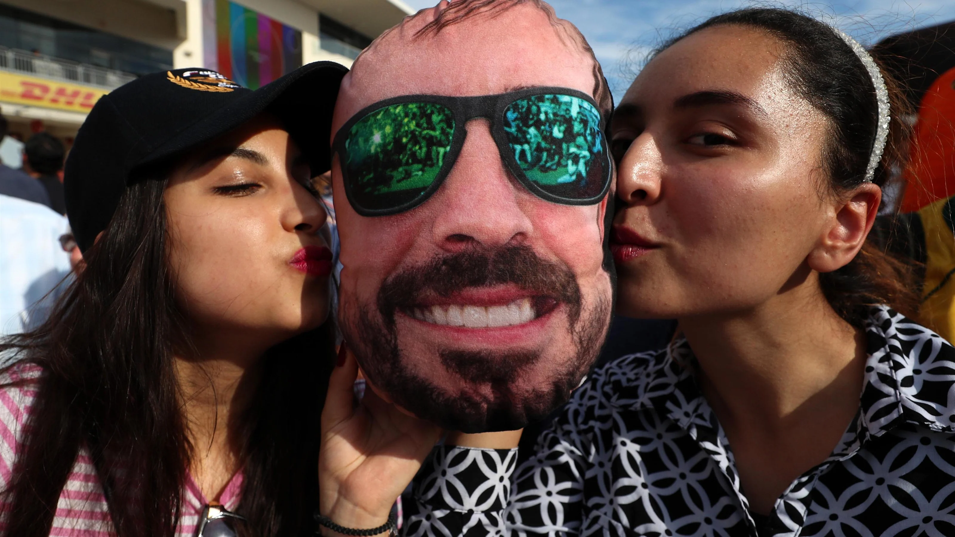 Fans with Fernando Alonso (ESP) McLaren custon printed pillow at Formula One World Championship,