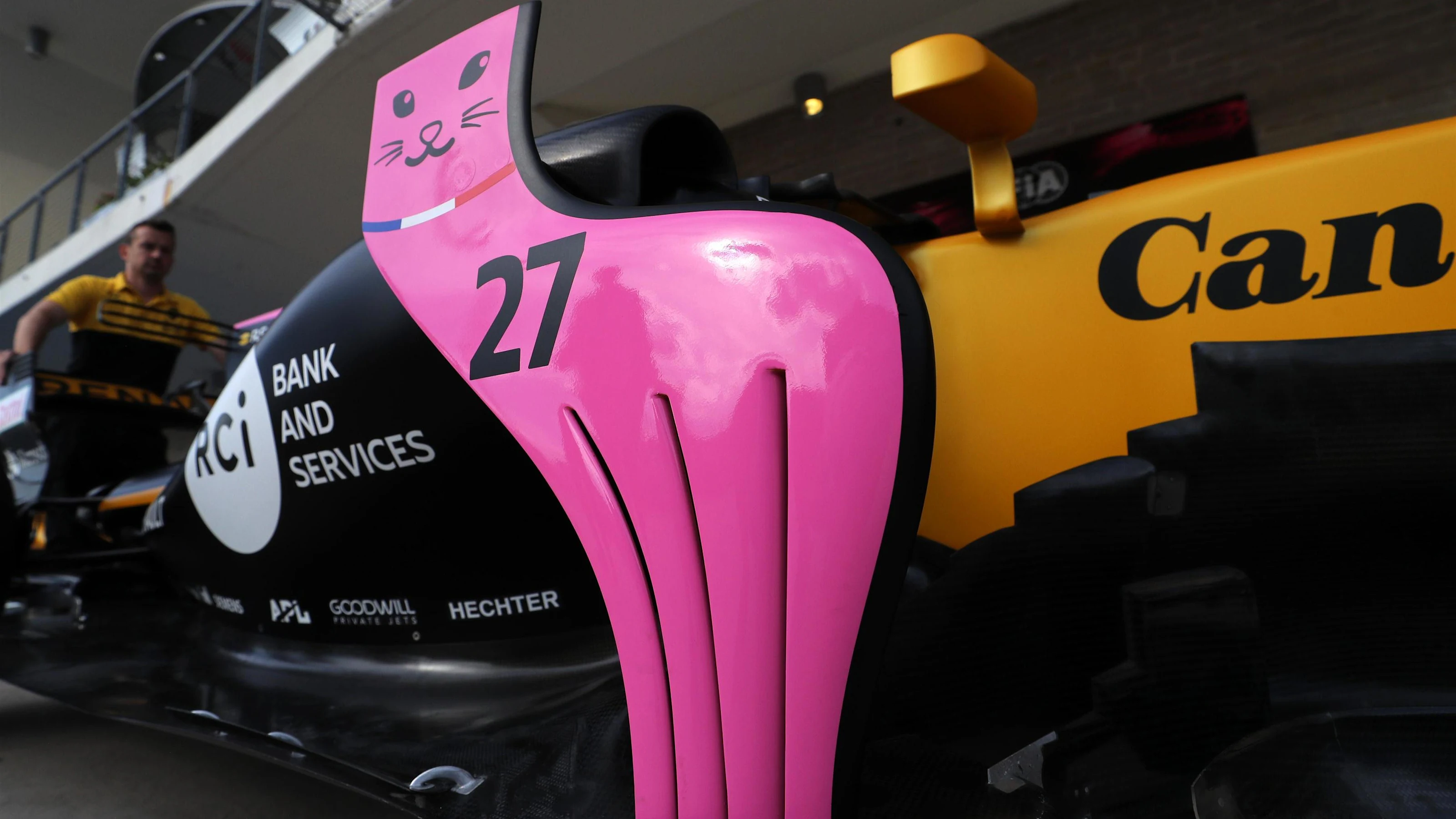 Renault Sport F1 Team RS17 bodywork detail at Formula One World Championship, Rd17, United States