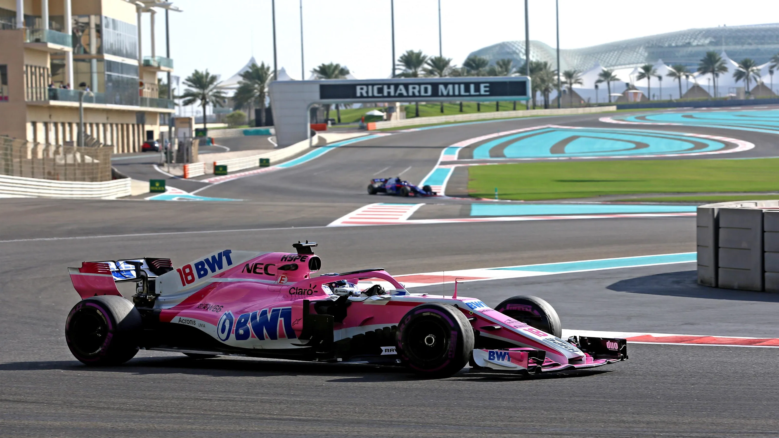 Lance Stroll, Racing Point Force India VJM11 at Formula One Testing, Day Two, Yas Marina Circuit,