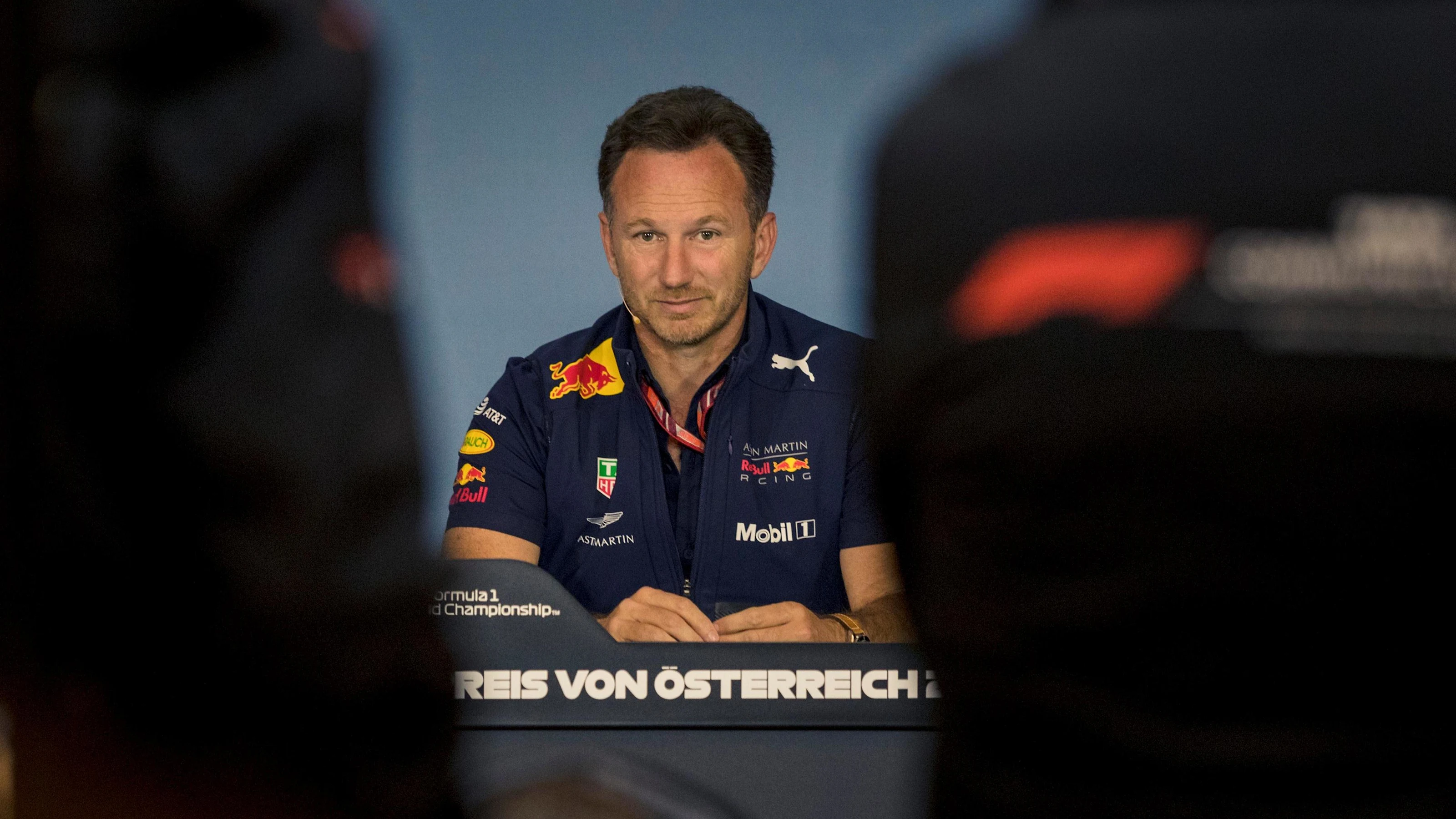 Christian Horner (GBR) Red Bull Racing Team Principal in the Press Conference at Formula One World
