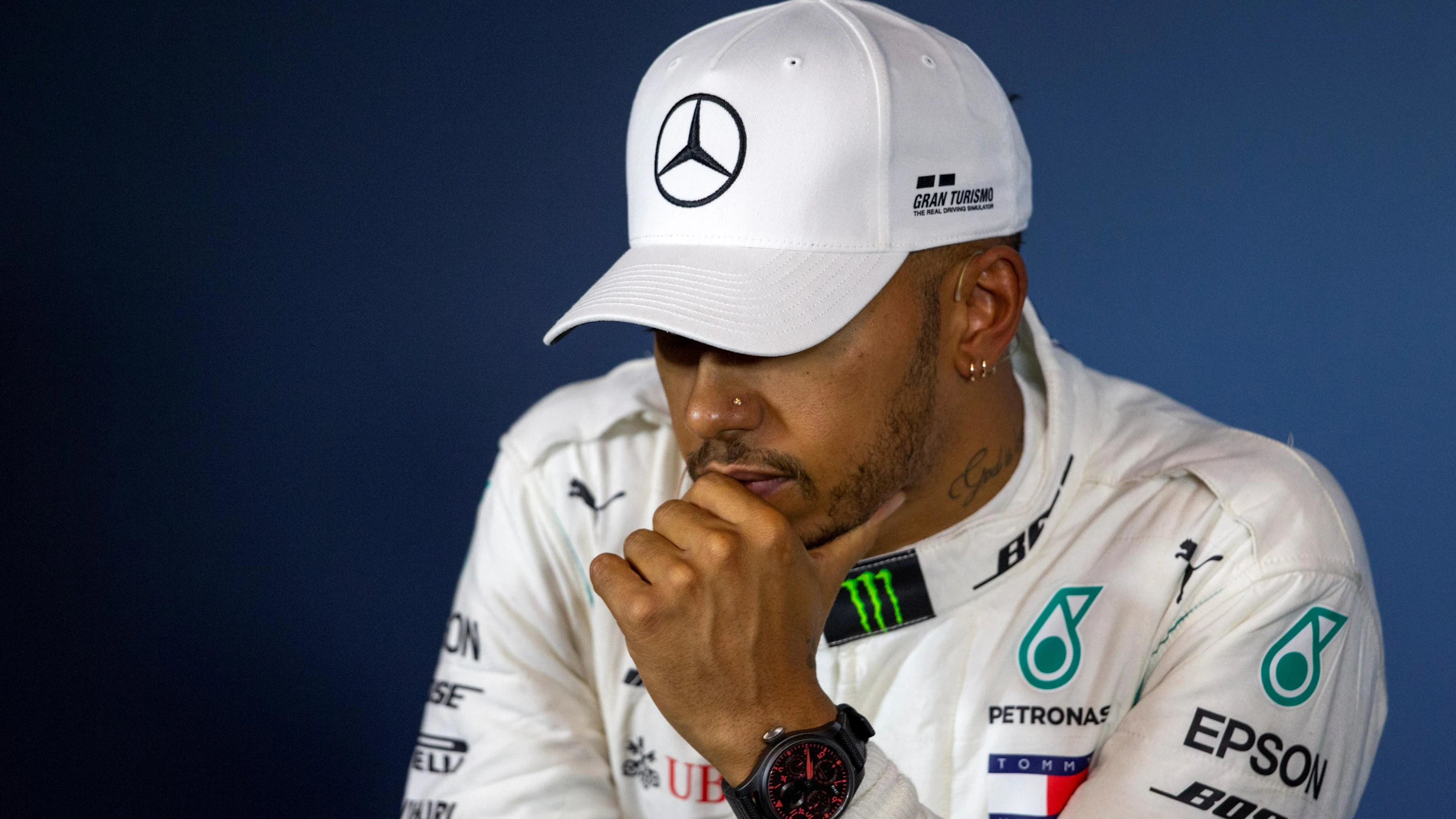 Lewis Hamilton (GBR) Mercedes-AMG F1 in the Press Conference at Formula One World Championship,
