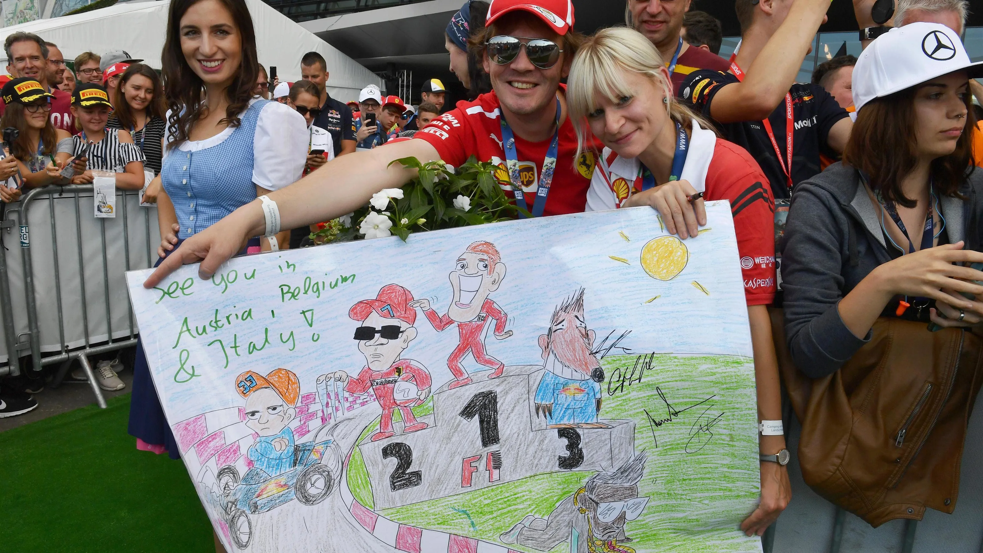 Fans and banner at Formula One World Championship, Rd9, Austrian Grand Prix, Qualifying, Spielberg,