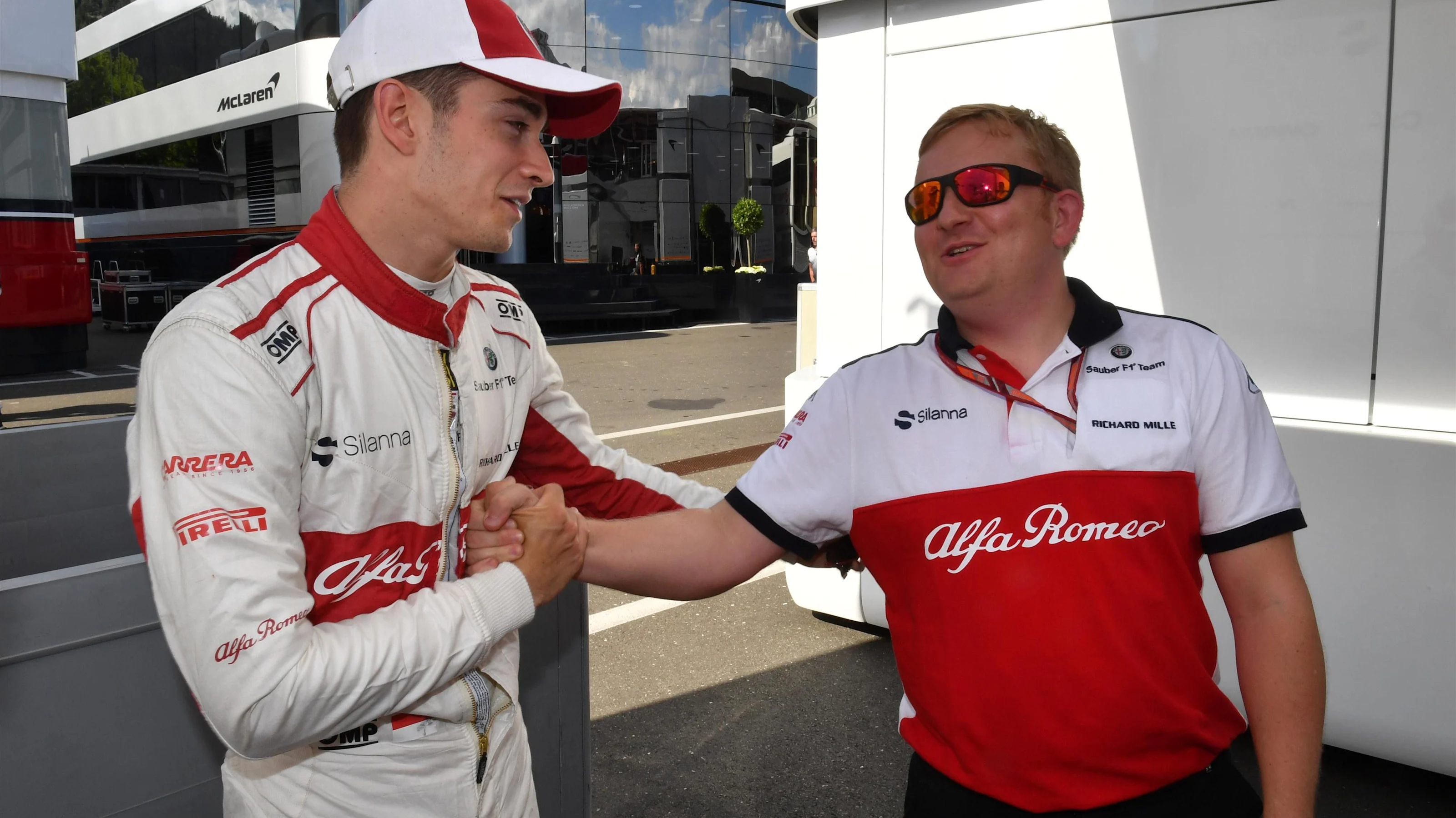 Charles Leclerc (MON) Alfa Romeo Sauber F1 Team celebrates with the team at Formula One World