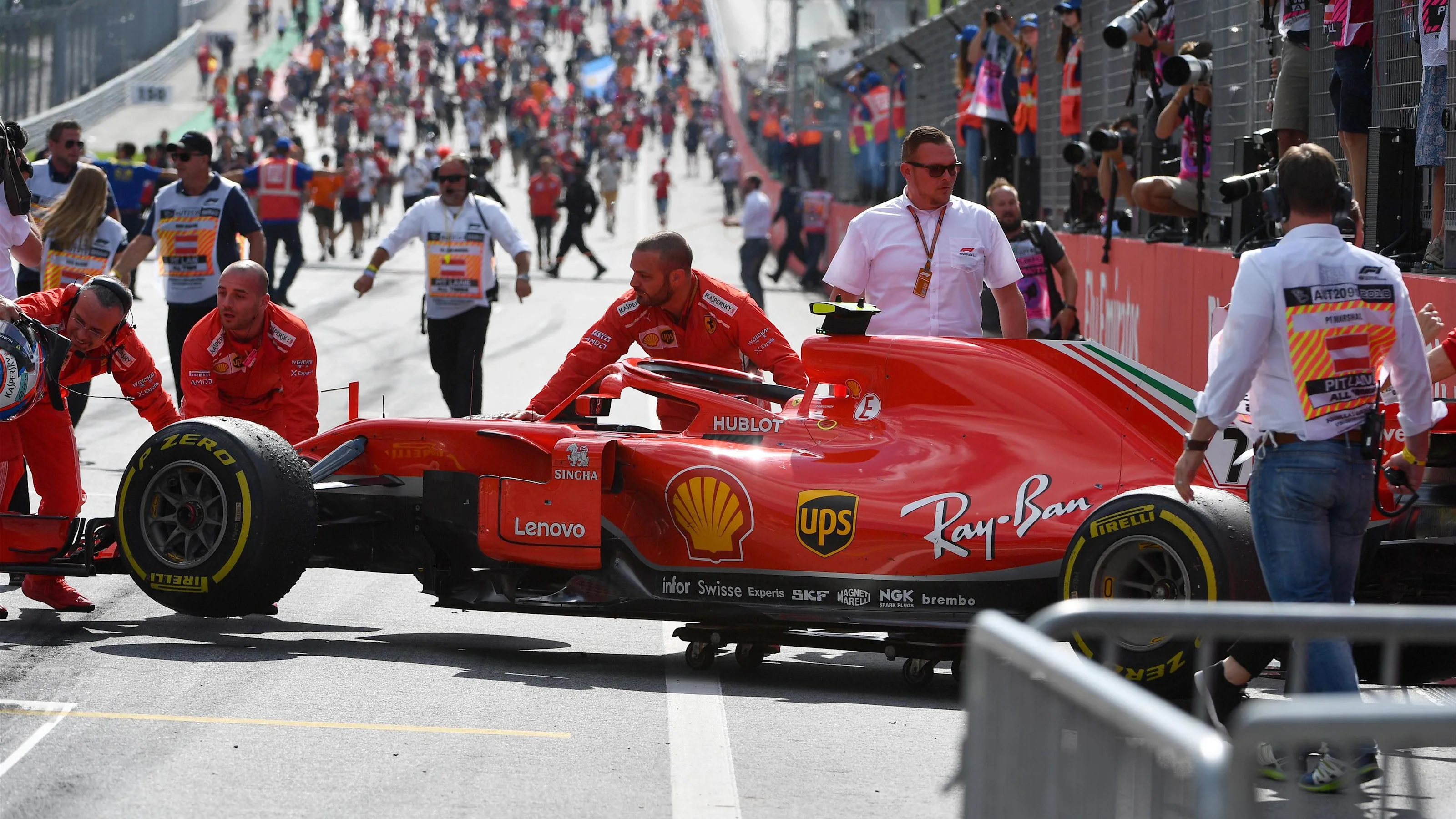 Ferrari SF-71H in parc ferme at Formula One World Championship, Rd9, Austrian Grand Prix, Race,