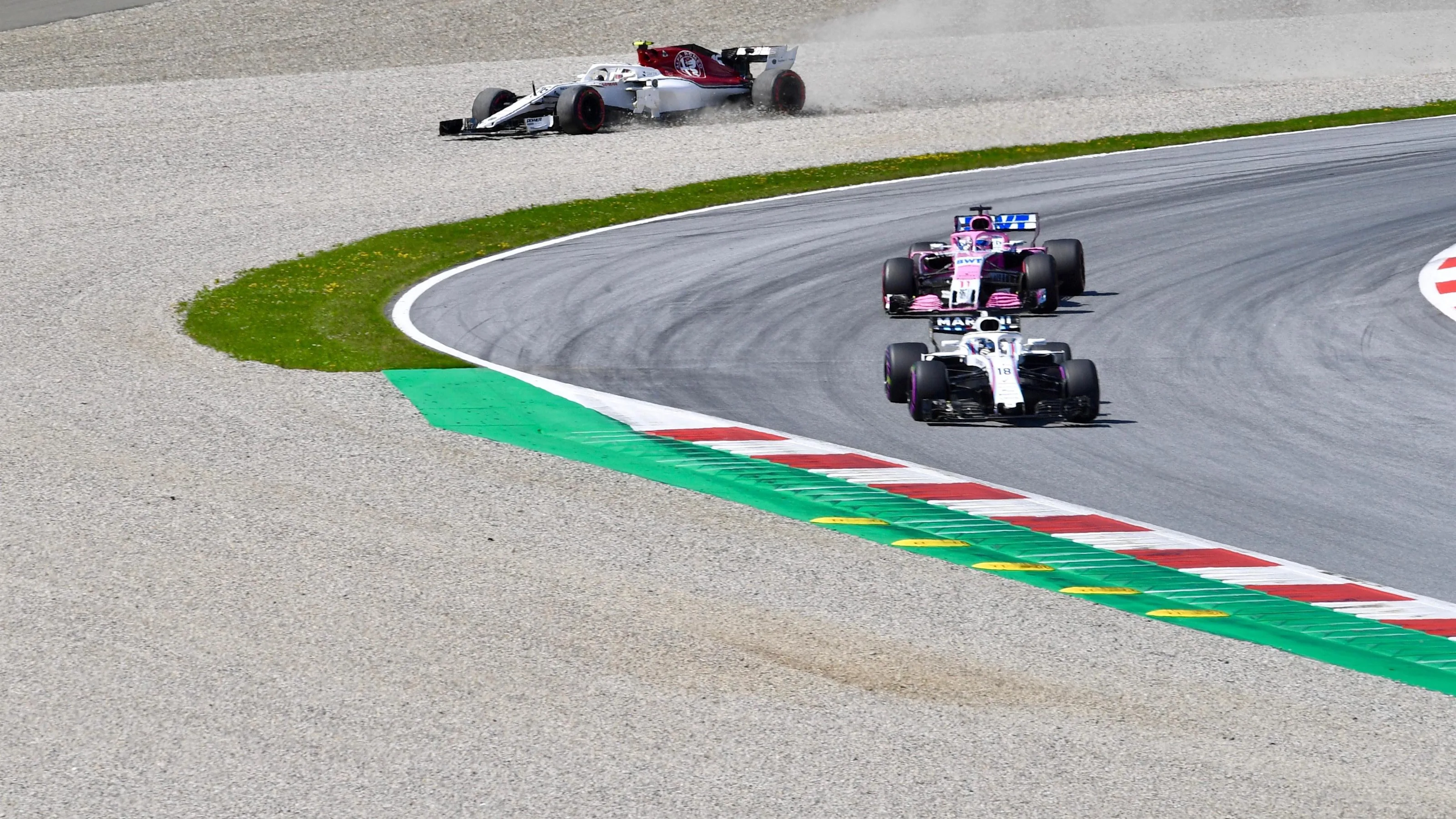 Charles Leclerc (MON) Alfa Romeo Sauber C37 runs wide at Formula One World Championship, Rd9,