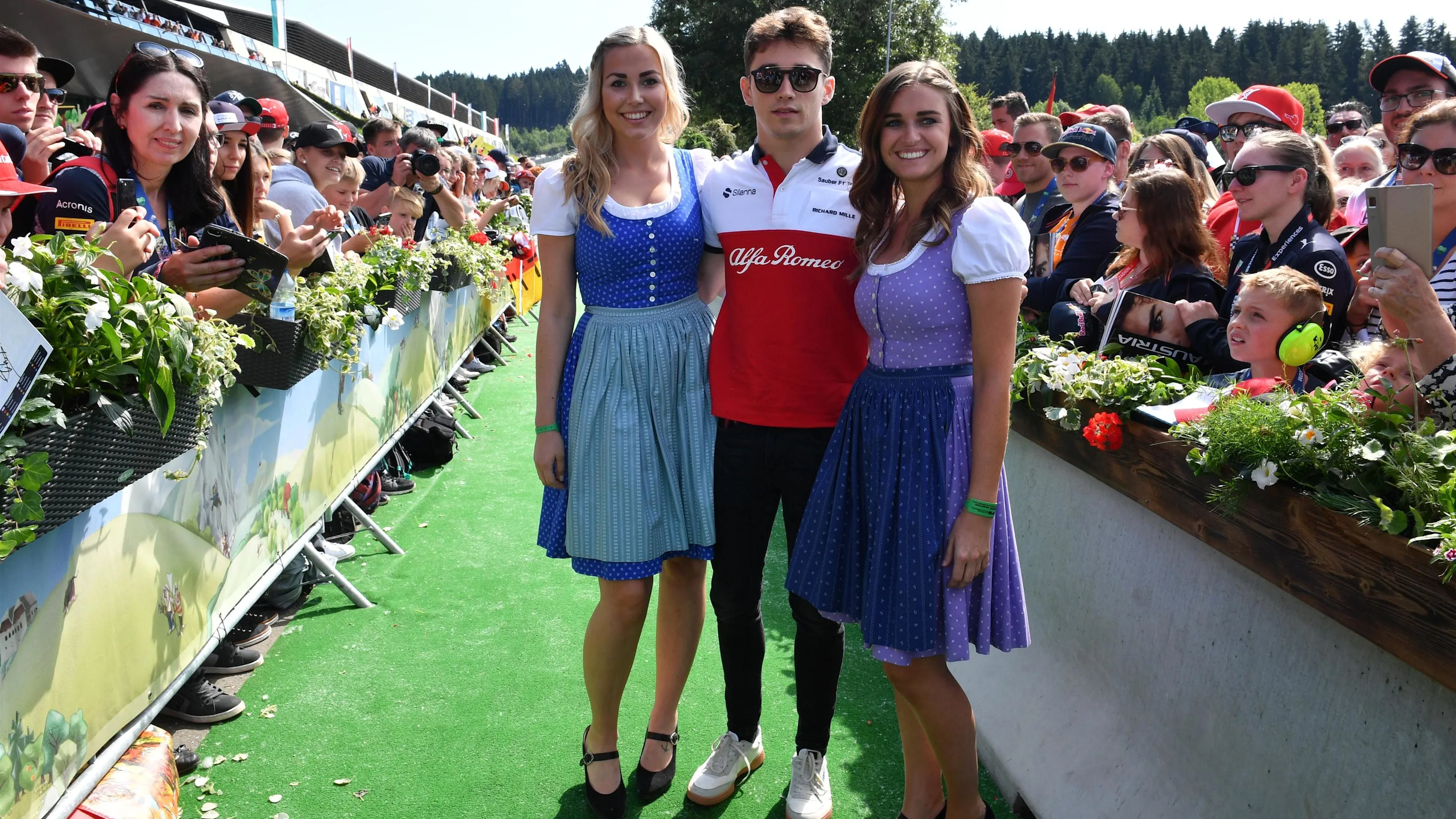Charles Leclerc (MON) Alfa Romeo Sauber F1 Team and girls at Formula One World Championship, Rd9,