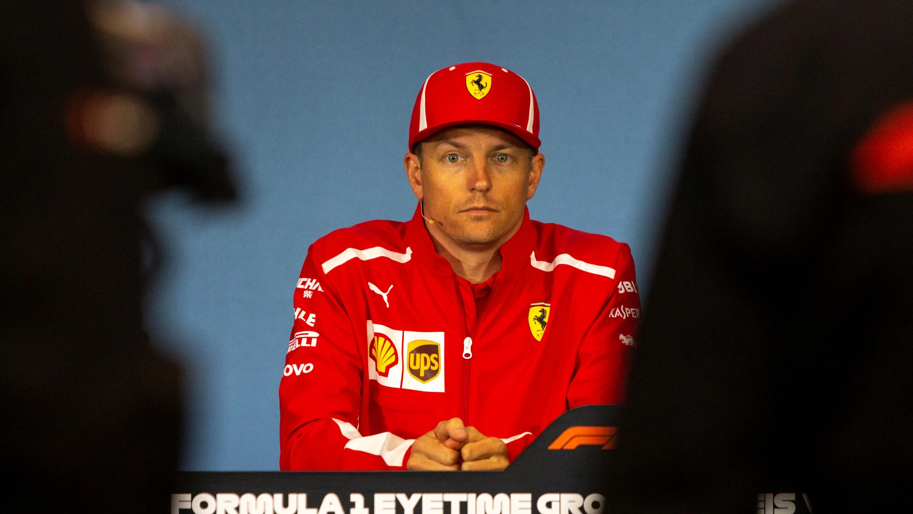 Kimi Raikkonen (FIN) Ferrari in the Press Conference at Formula One World Championship, Rd9,