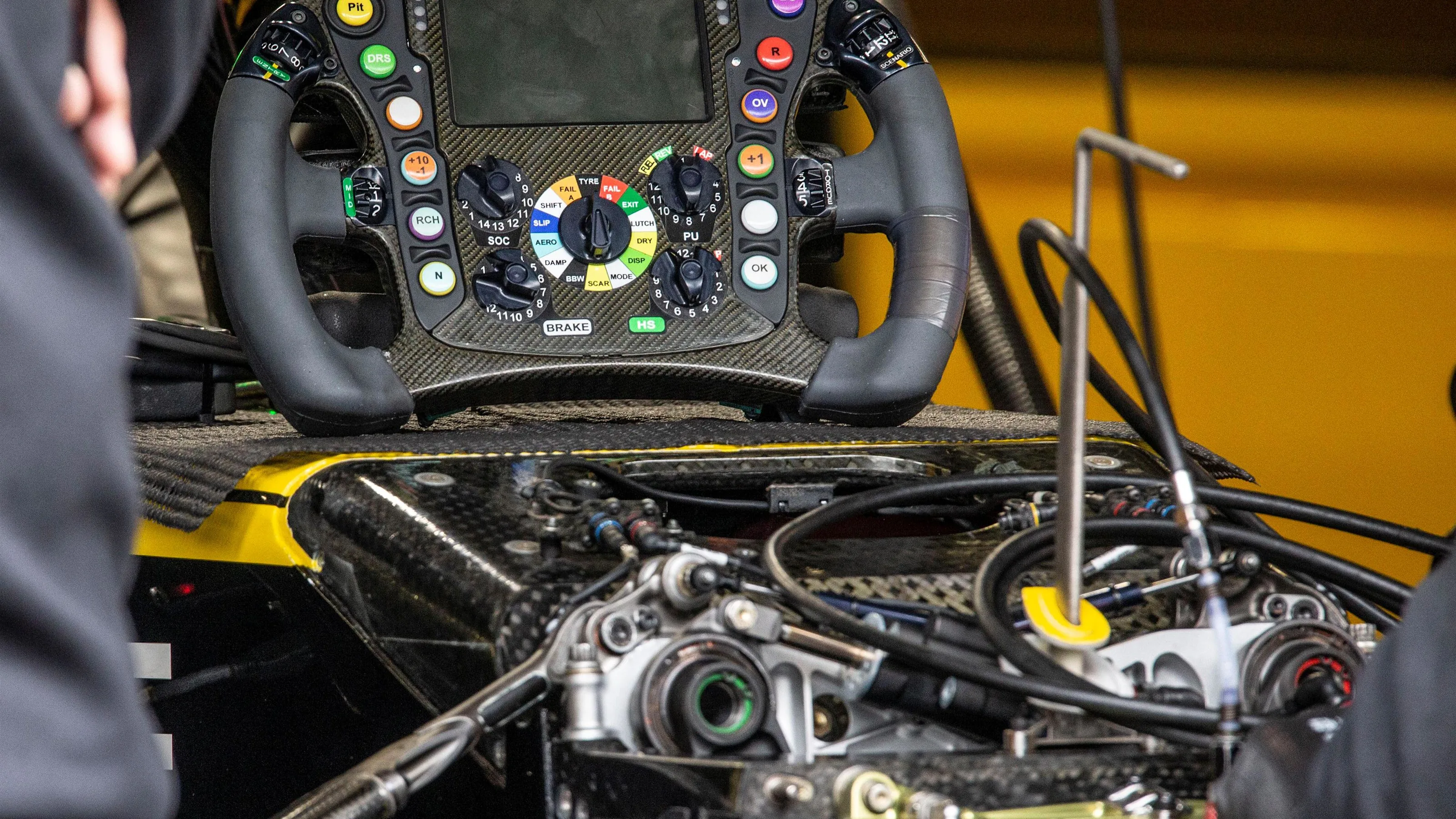 Renault Sport F1 Team RS18 steering wheel at Formula One World Championship, Rd9, Austrian Grand