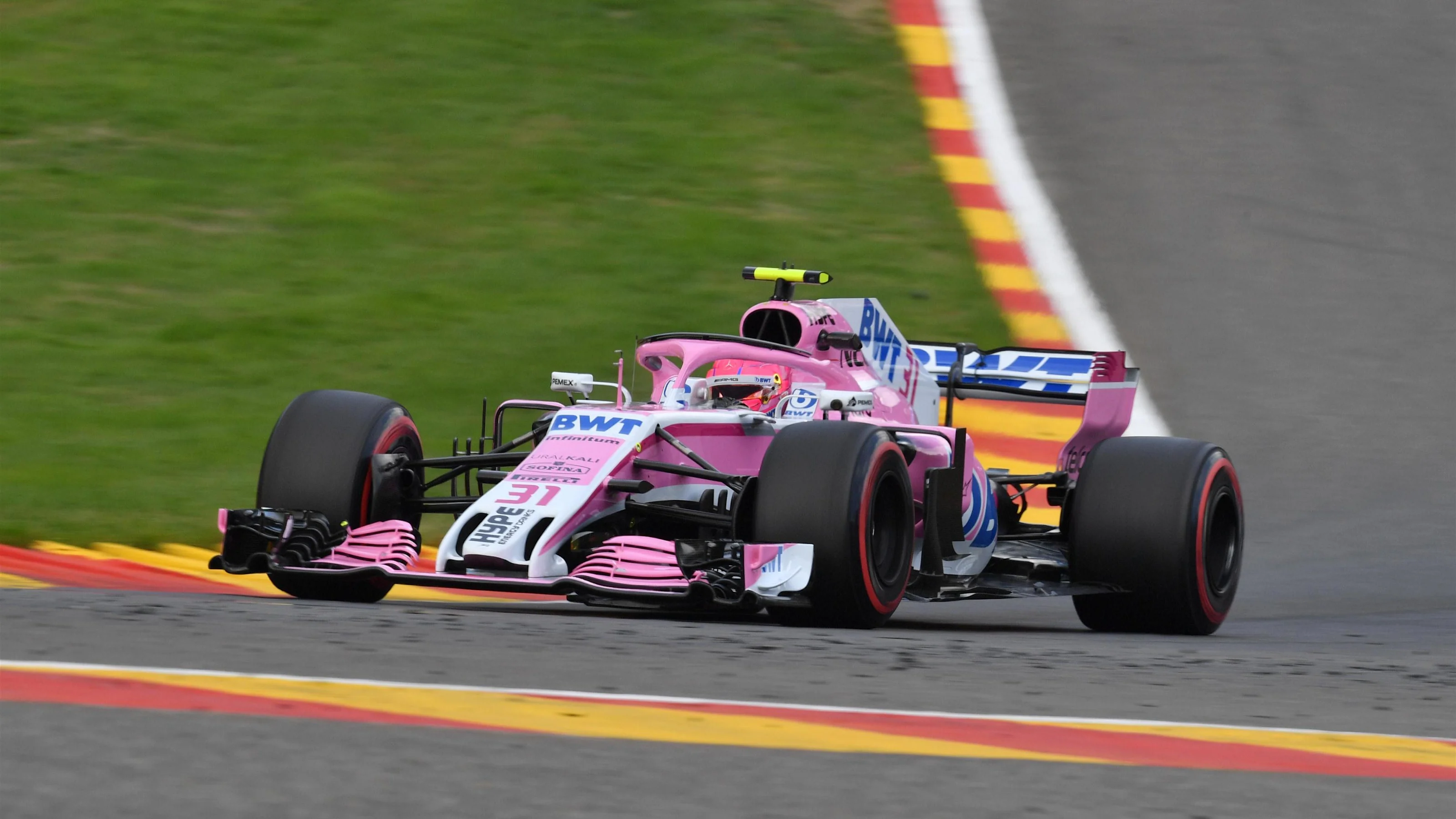 Esteban Ocon, Racing Point Force India VJM11 at Formula One World Championship, Rd13, Belgian Grand