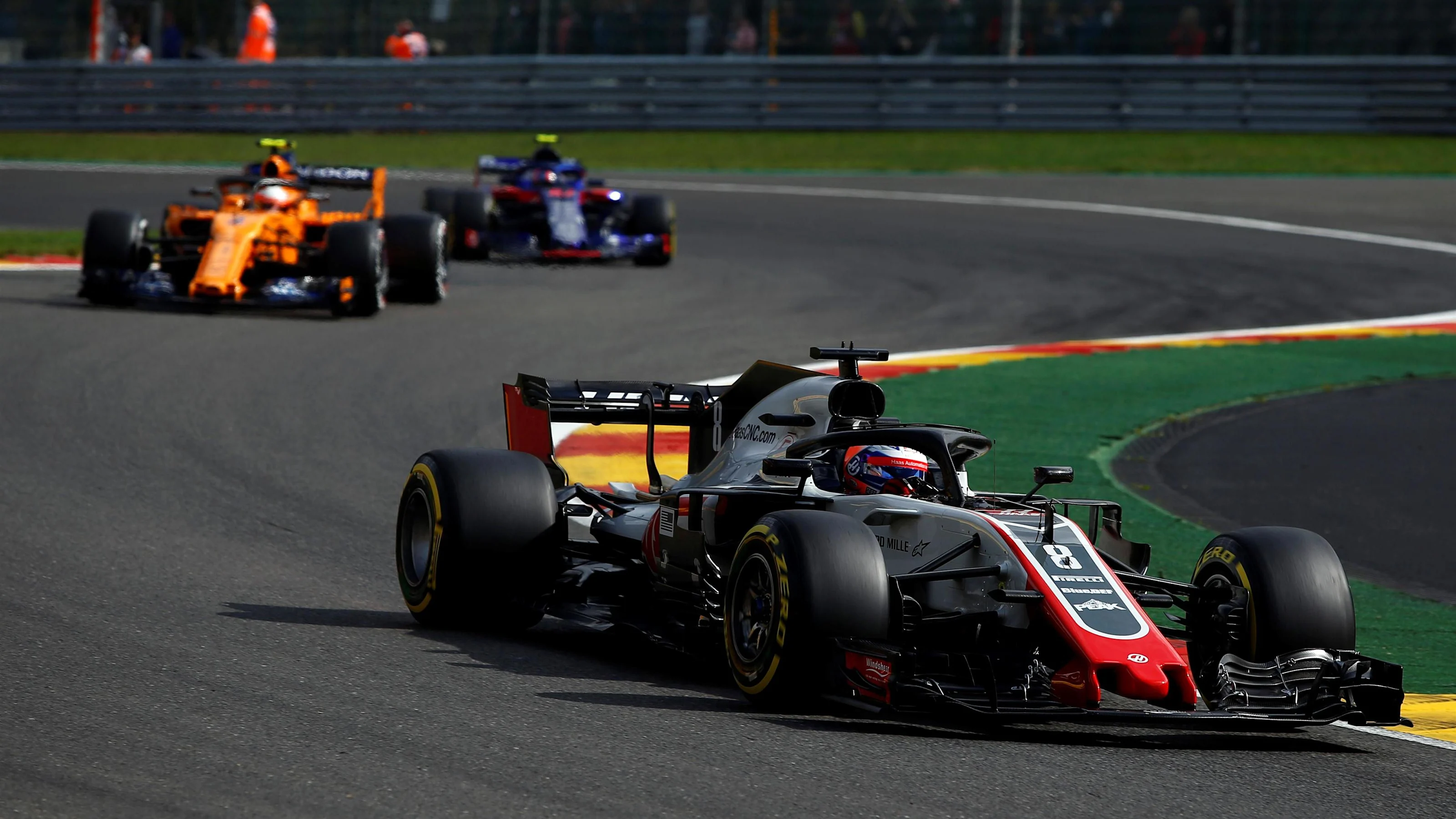 Romain Grosjean, Haas F1 Team VF-18 at Formula One World Championship, Rd13, Belgian Grand Prix,