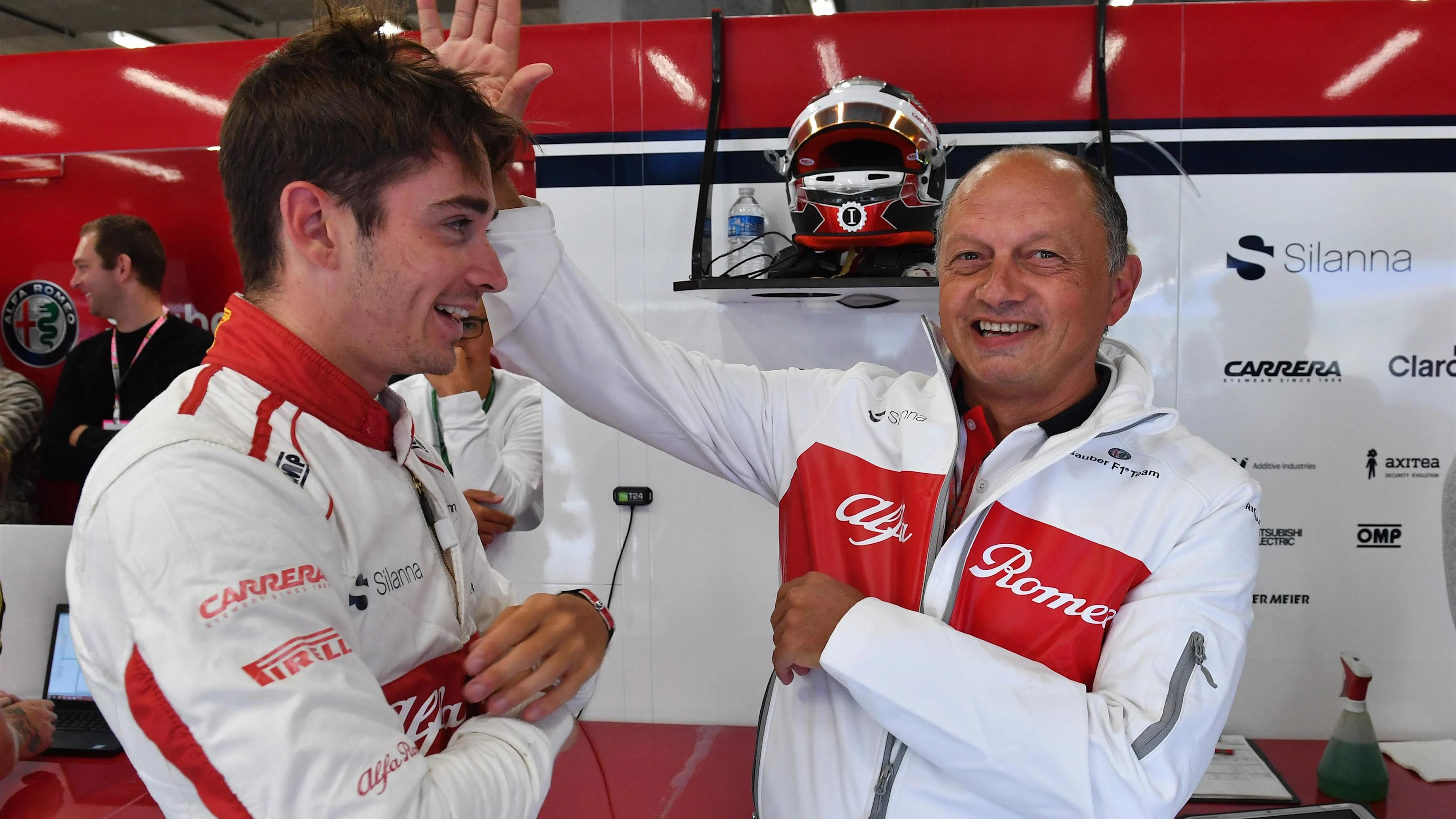 Charles Leclerc, Alfa Romeo Sauber F1 Team and Frederic Vasseur, Alfa Romeo Sauber F1 Team, Team