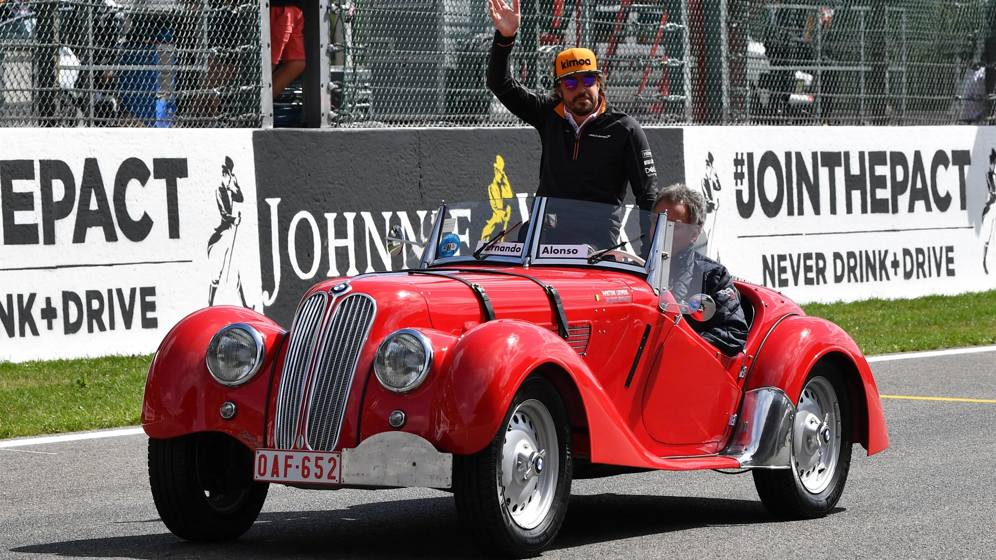 Fernando Alonso, McLaren on the drivers parade at Formula One World Championship, Rd13, Belgian